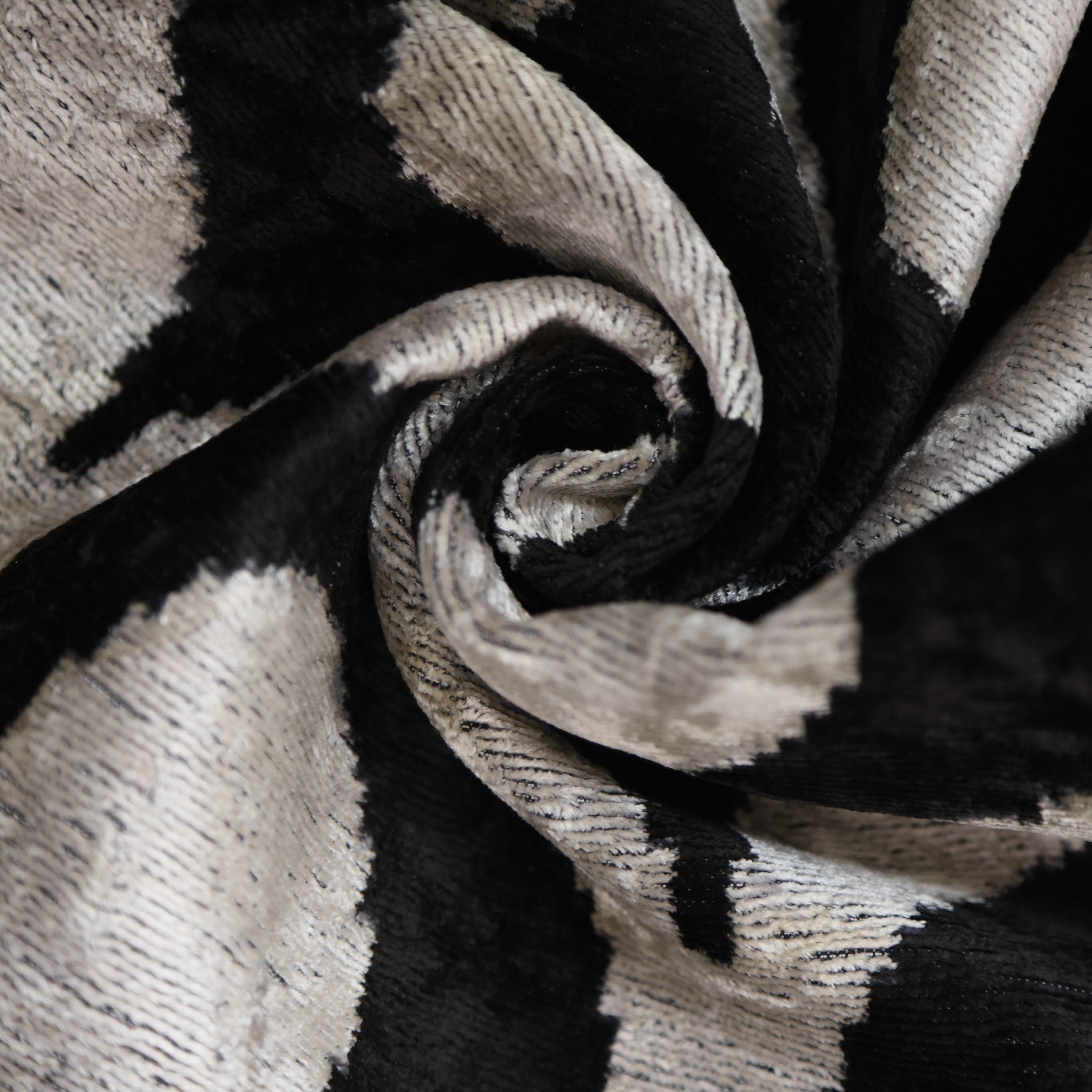 Black Silver Silk Velvet Pillow – 20x20 Handmade Modern Ikat Cushion
