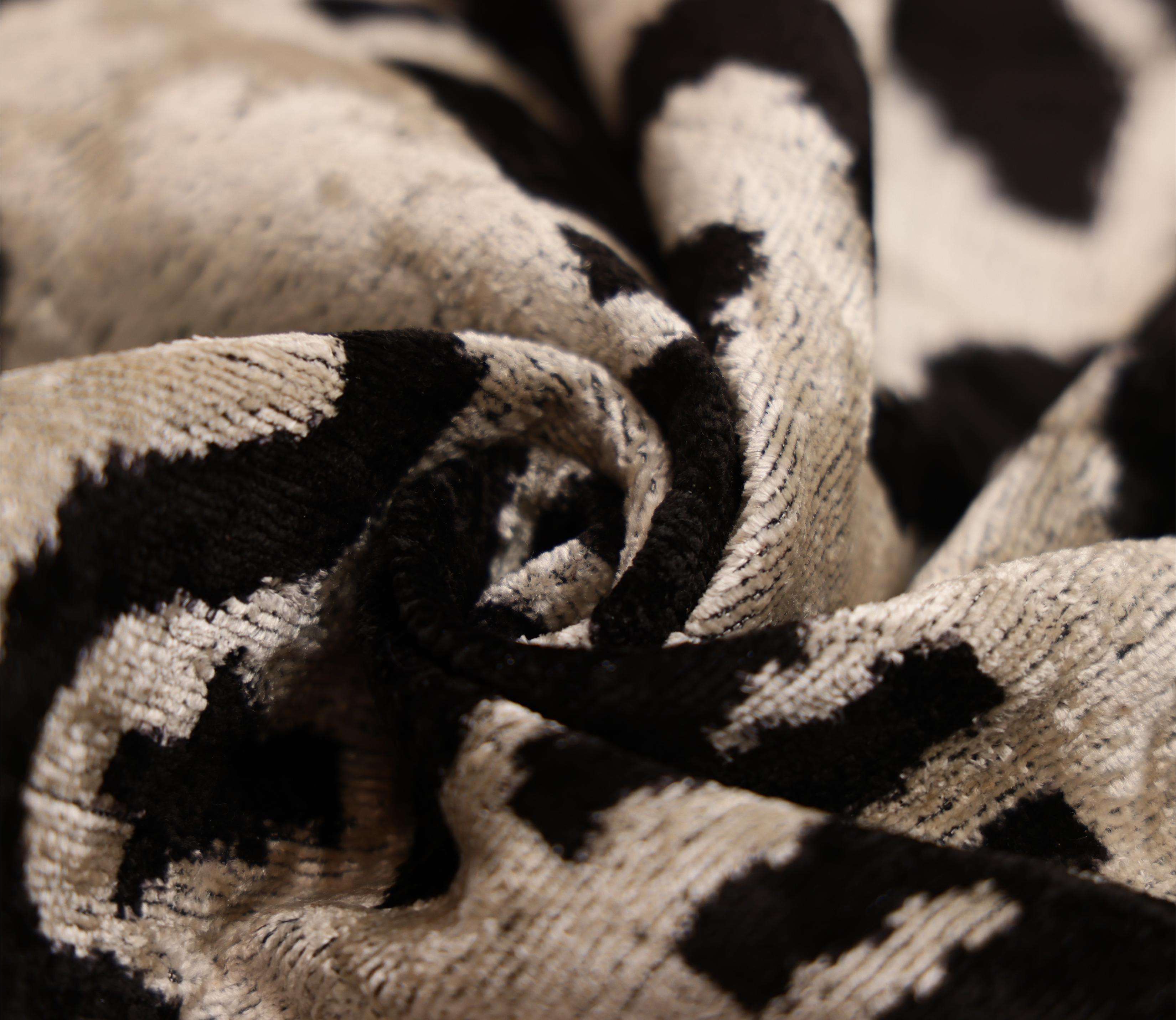 Black & Ivory Tribal Silk Velvet Pillow 16x16 Handmade Luxury Cushion