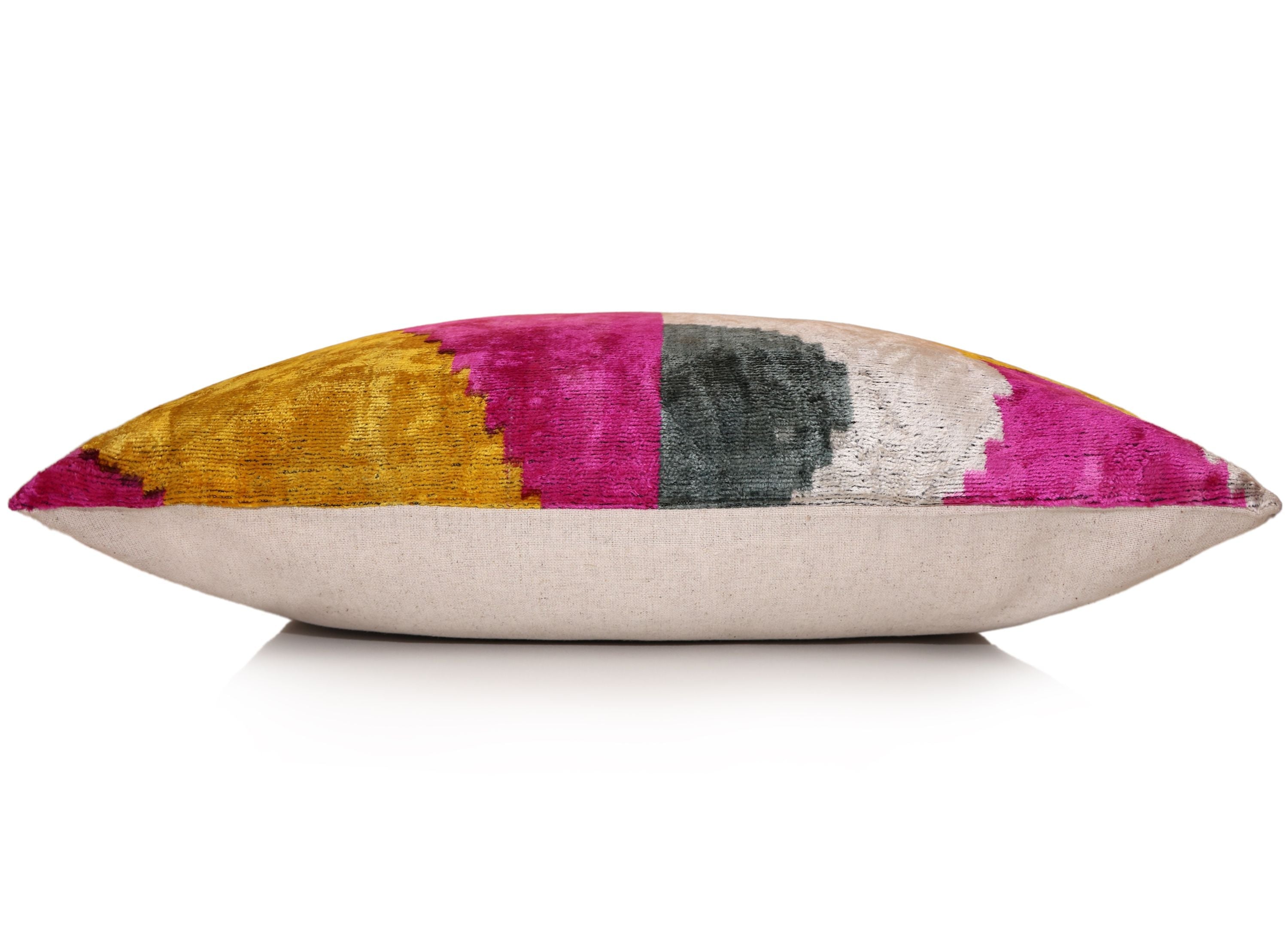 Abstract Silk Velvet Pillow 20x20 in Handmade Geometric Luxury Accent Cushion