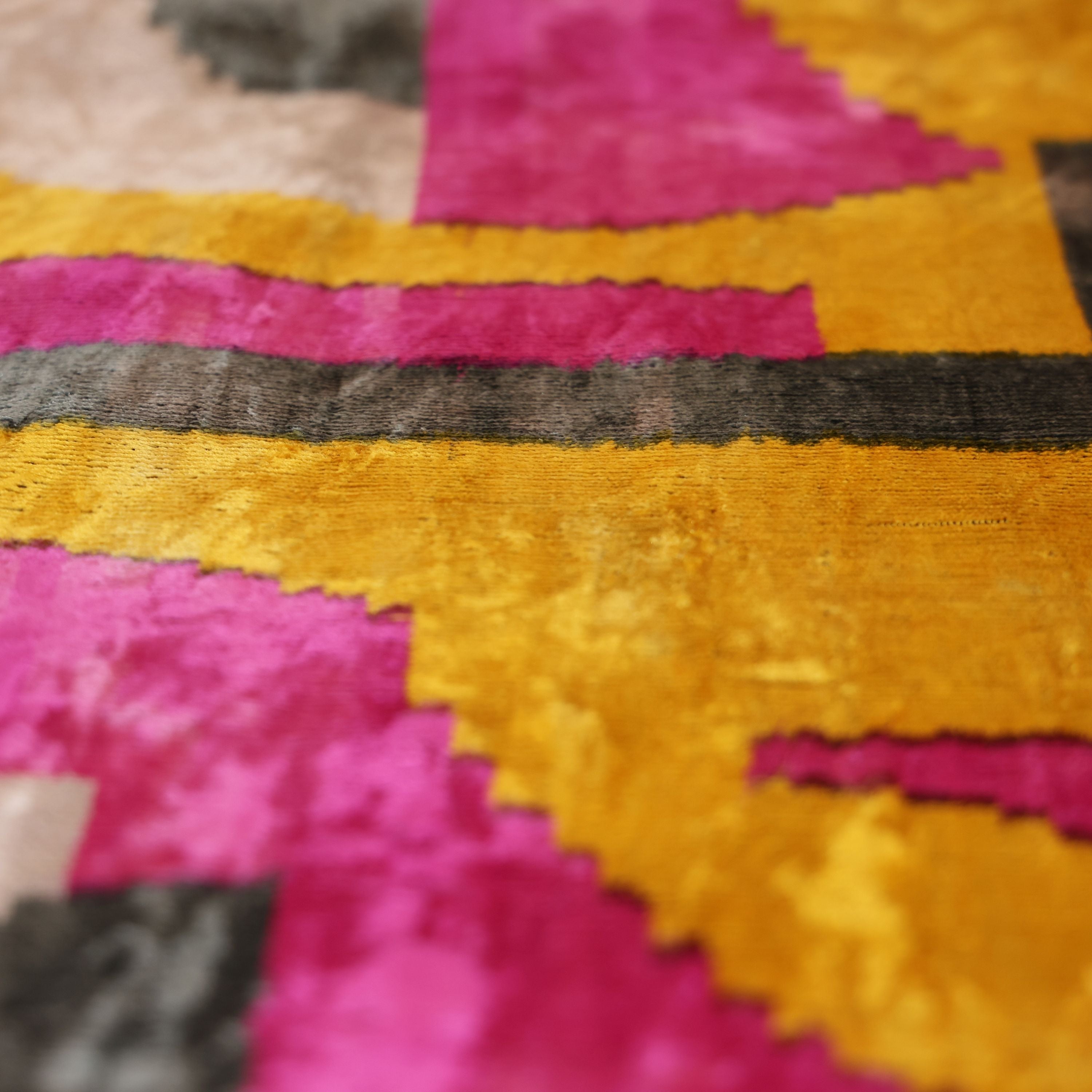 Abstract Silk Velvet Pillow 20x20 in Handmade Geometric Luxury Accent Cushion