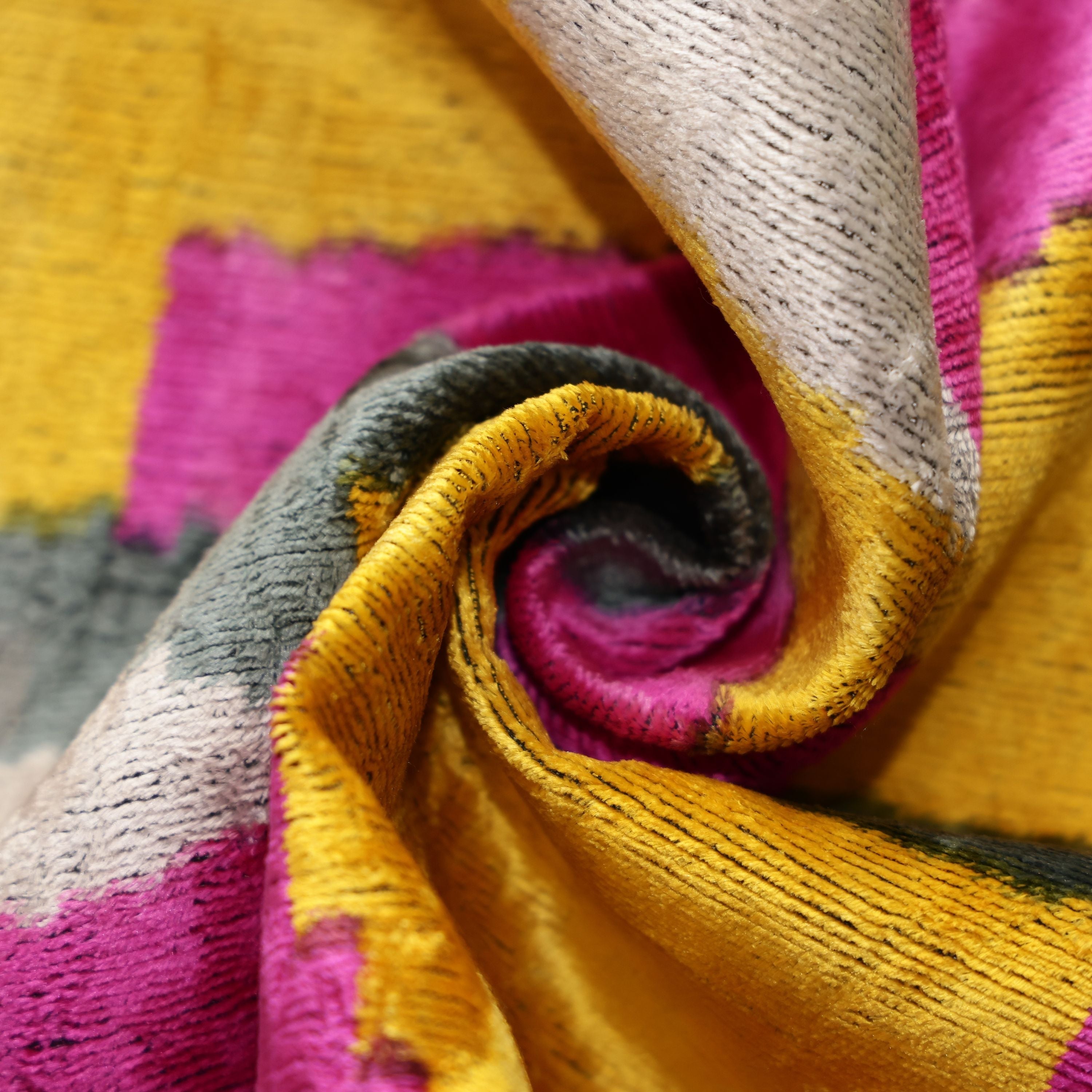 Abstract Silk Velvet Pillow 20x20 in Handmade Geometric Luxury Accent Cushion