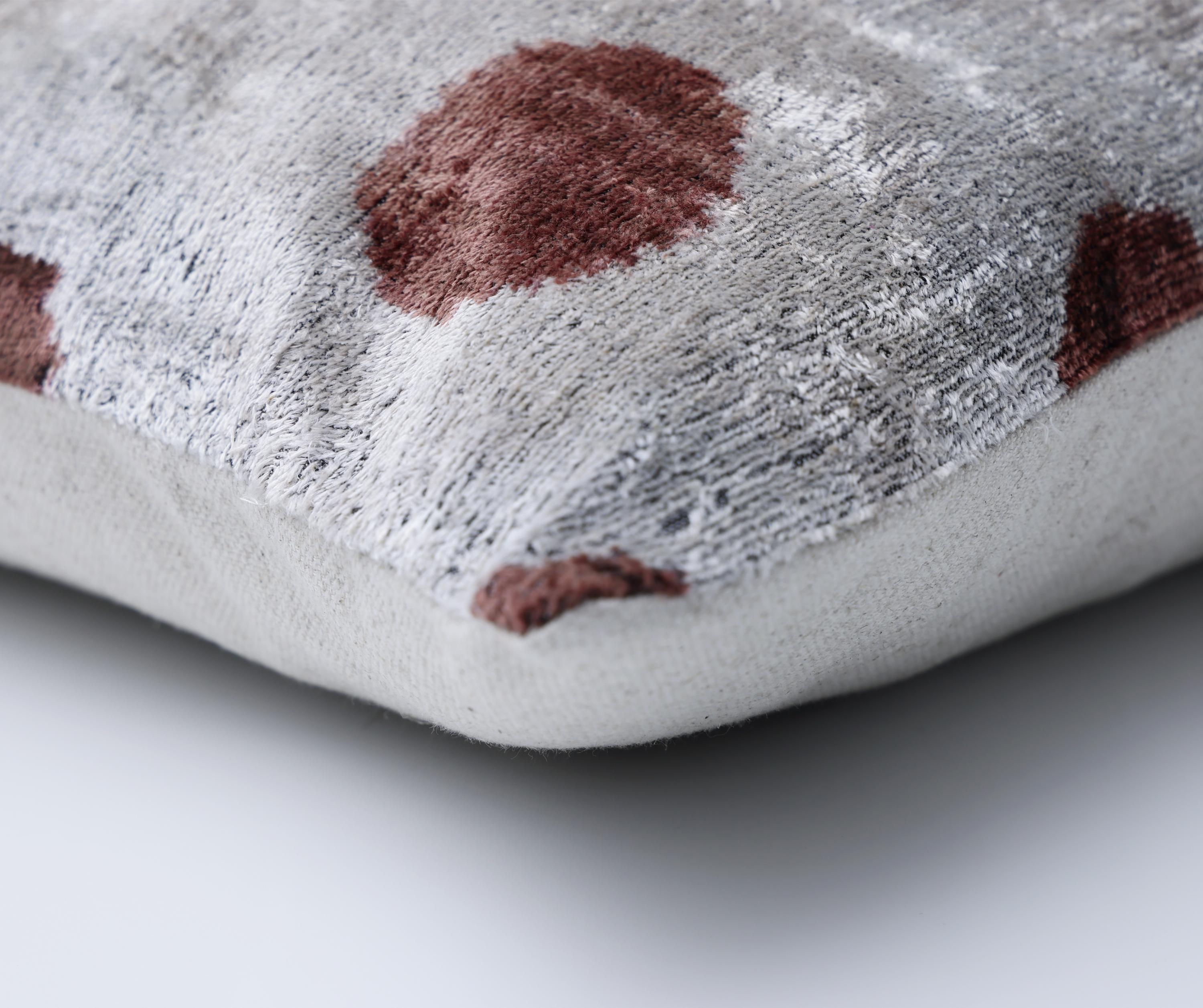 he Platinum & Rust Modernist Dot Silk Velvet Pillow 20" x 20"