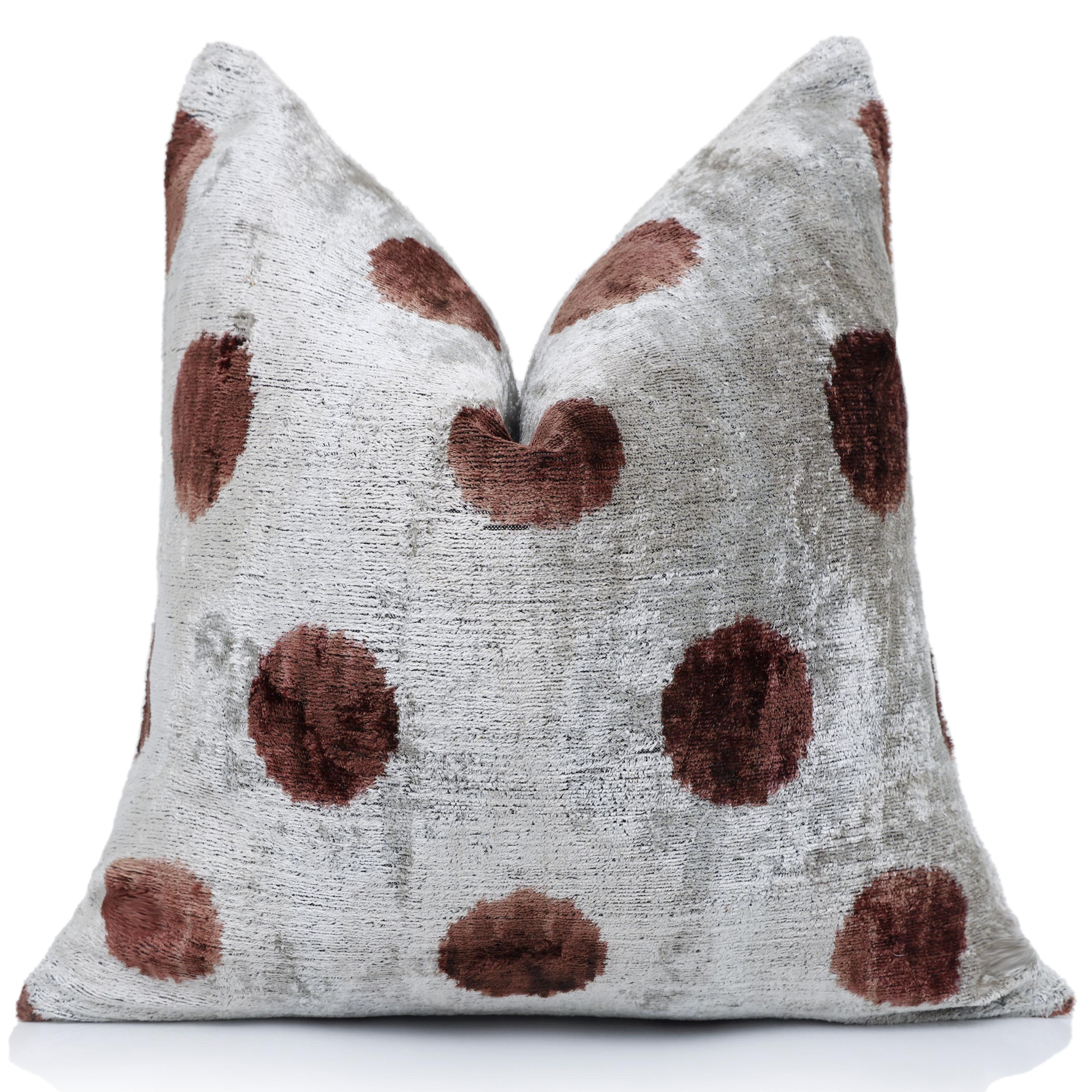 he Platinum & Rust Modernist Dot Silk Velvet Pillow 20" x 20"