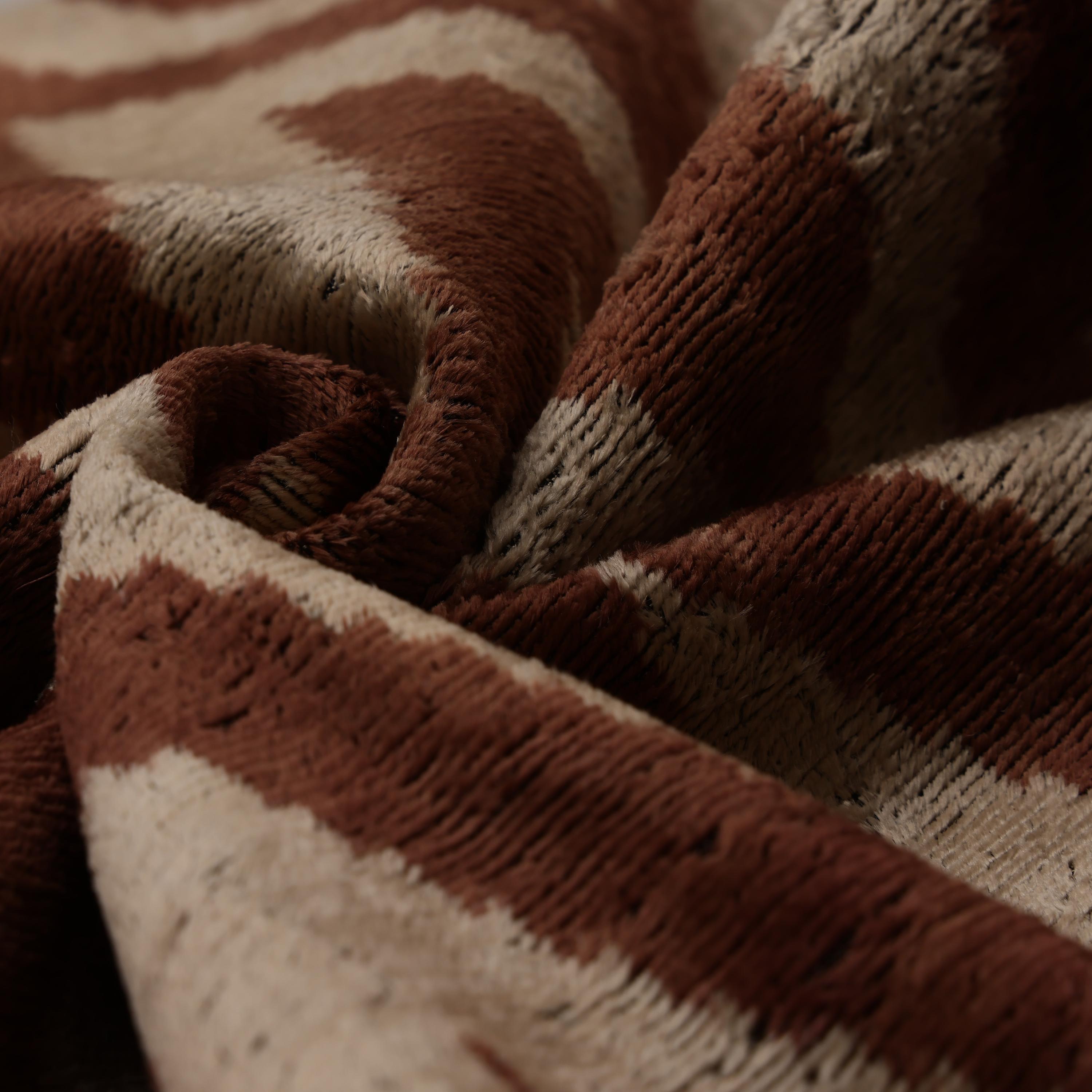 The Rust & Cream Chevron Ikat Silk Velvet Pillow - 20" x 20"