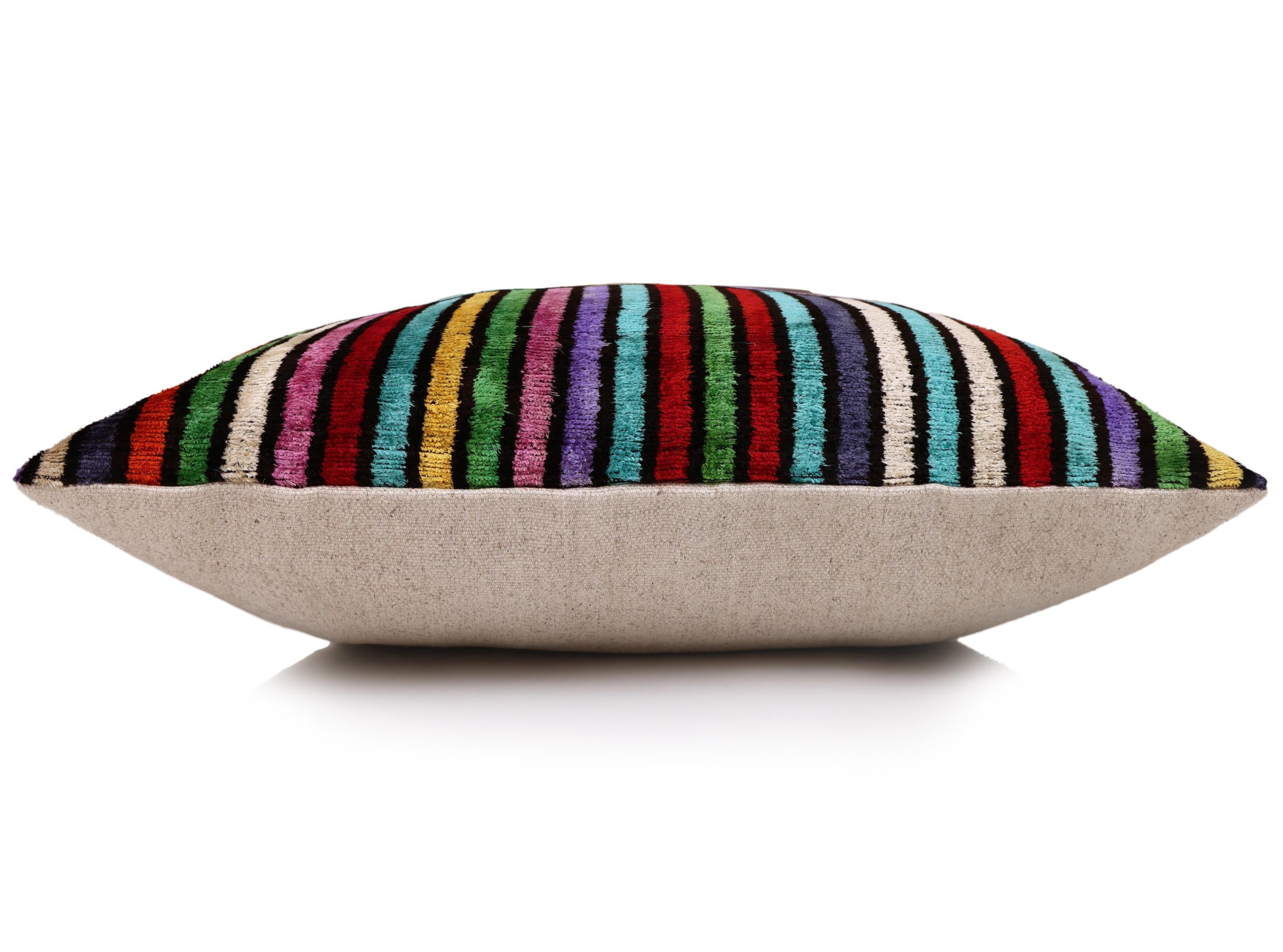 The Vibrant Multi-Color Geometric Silk Velvet Pillow - 20" x 20"