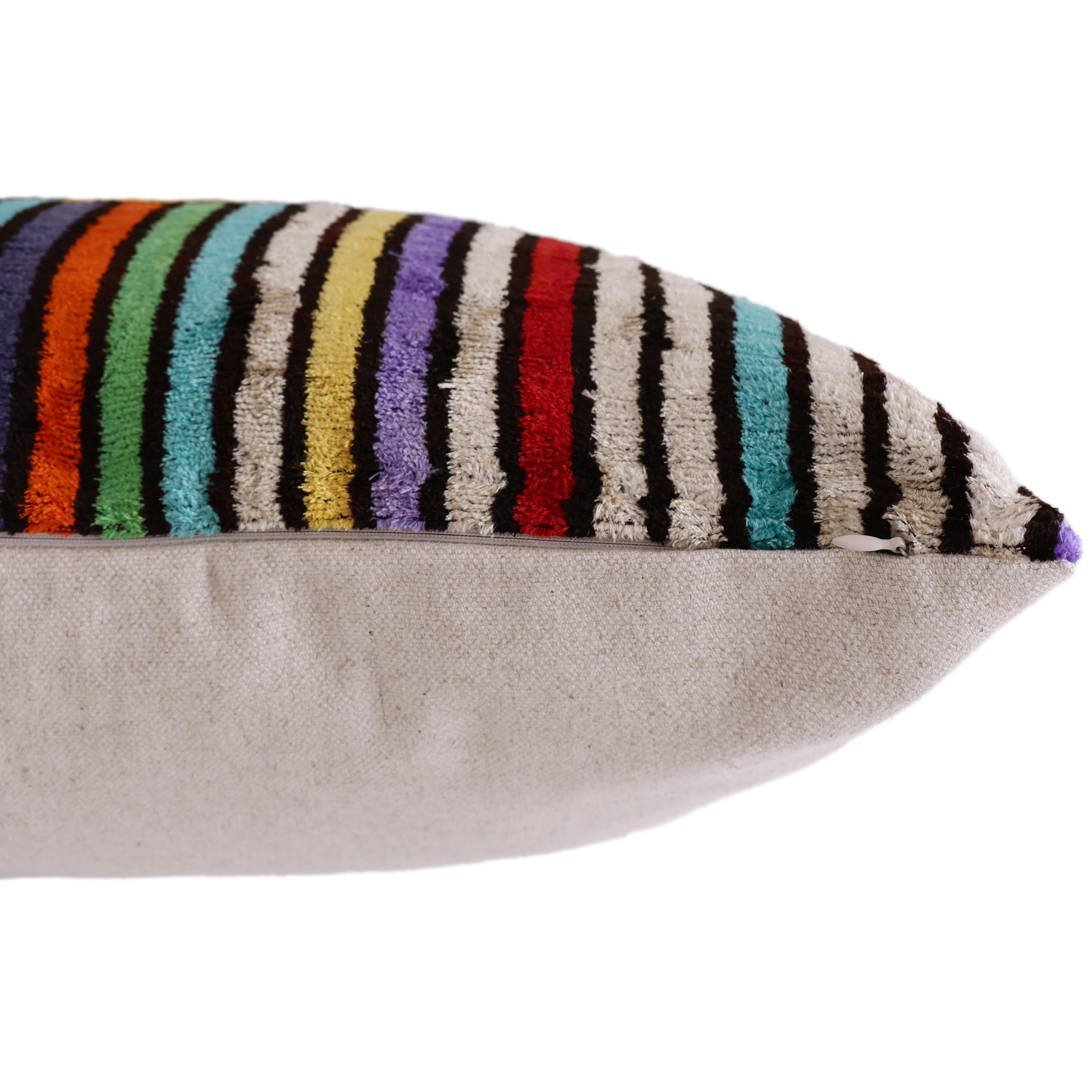 The Vibrant Multi-Color Geometric Silk Velvet Pillow - 20" x 20"