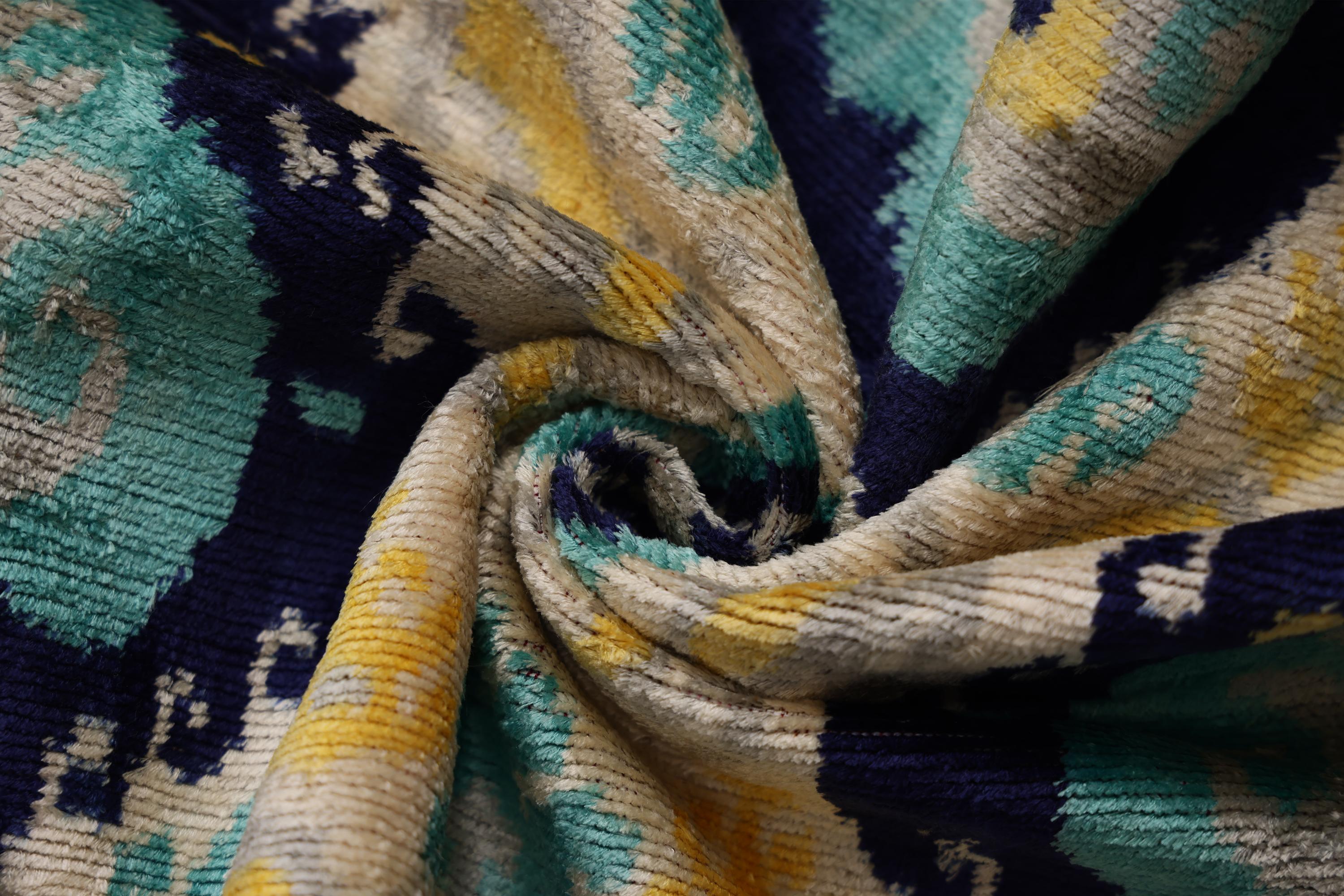 The Azure & Gold Medallion Silk Velvet Pillow - 20" x 20"