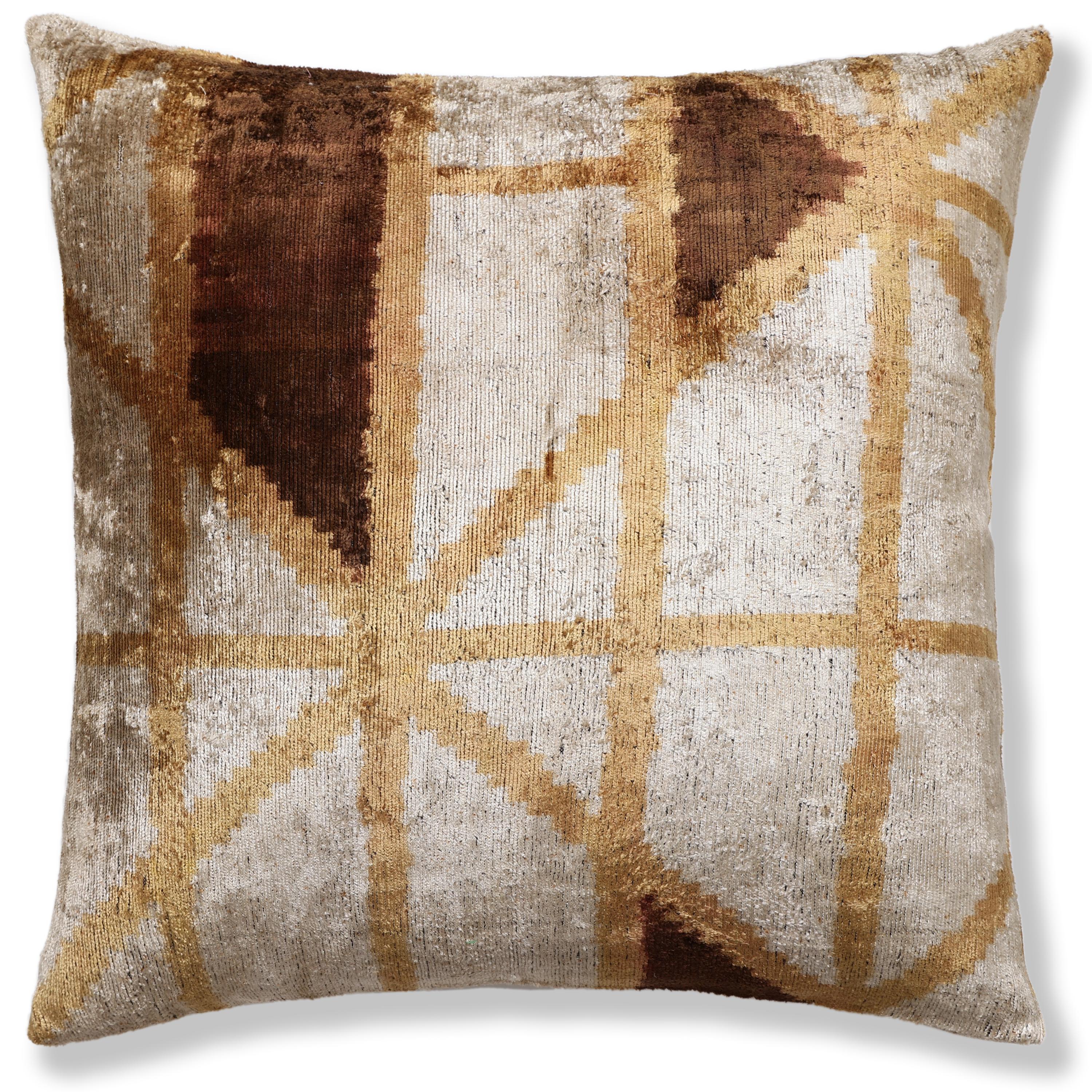 The Artisan Geometric Silk Velvet Pillow - Bronze & Gold 20x20 in