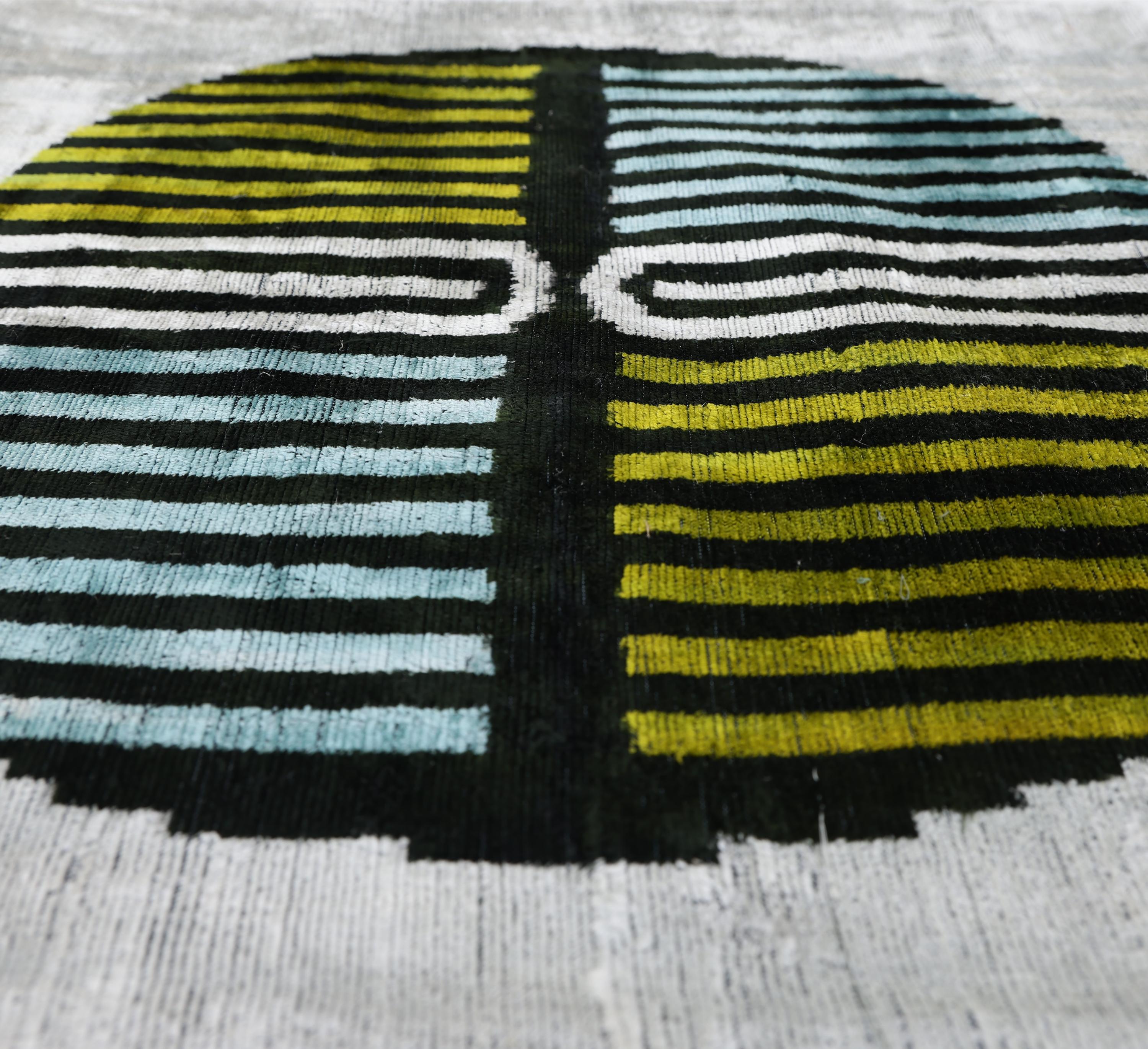 Handmade Geometric Silk Velvet Lumbar Pillow 20x20 Inch