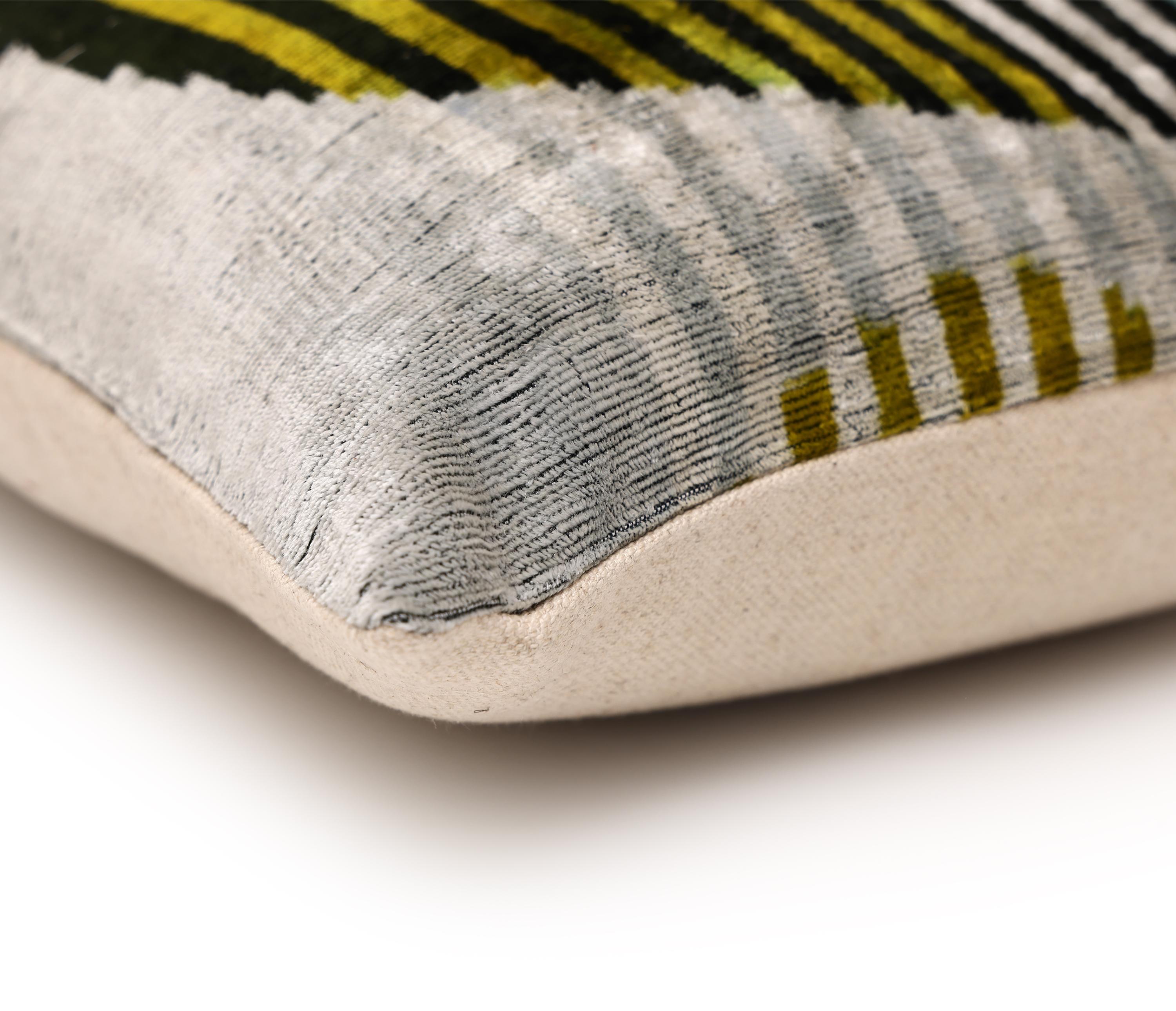 Handmade Geometric Silk Velvet Lumbar Pillow 20x20 Inch