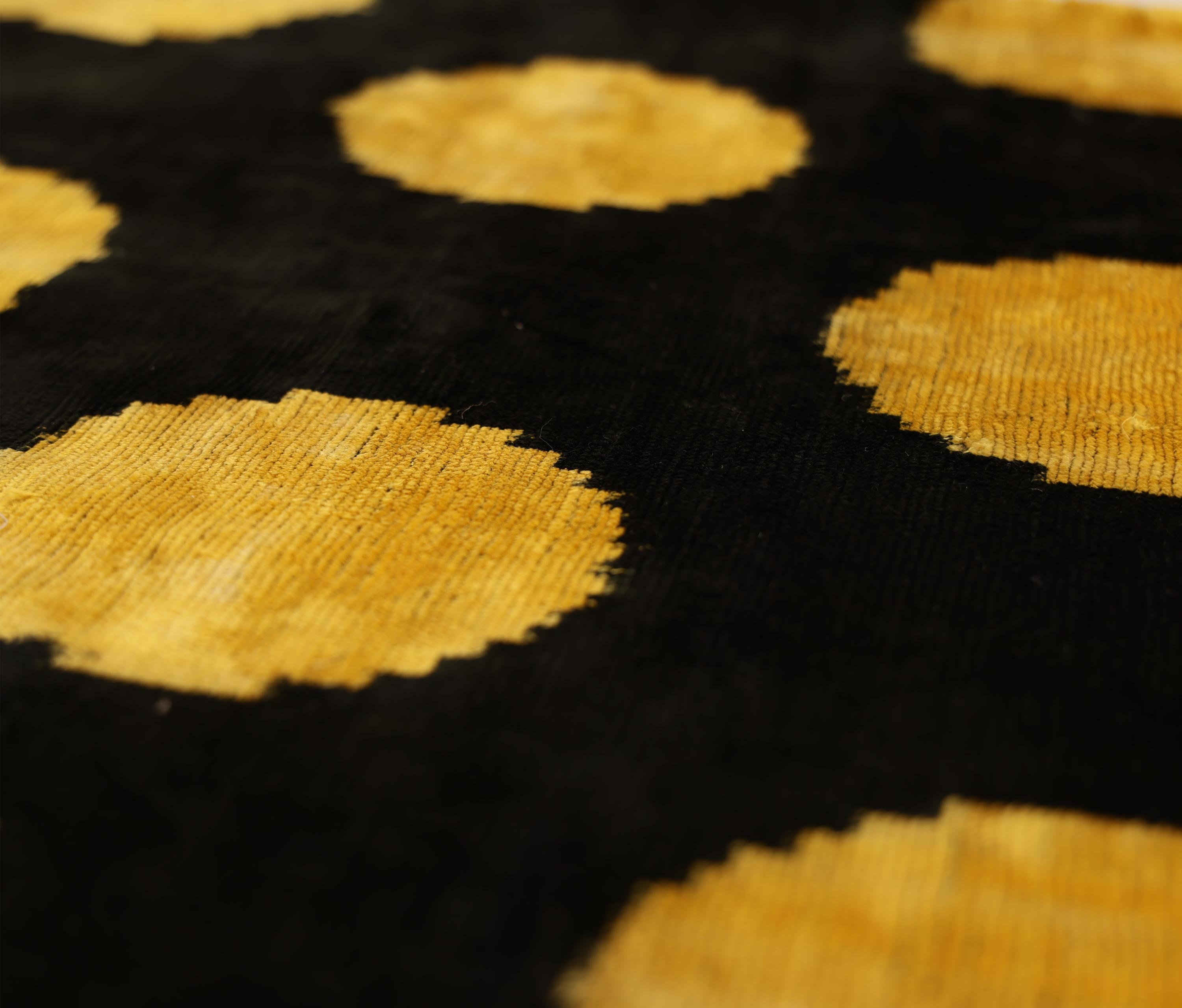 Luxury Black & Gold Silk Velvet Pillow 20x20 Inch | Handmade
