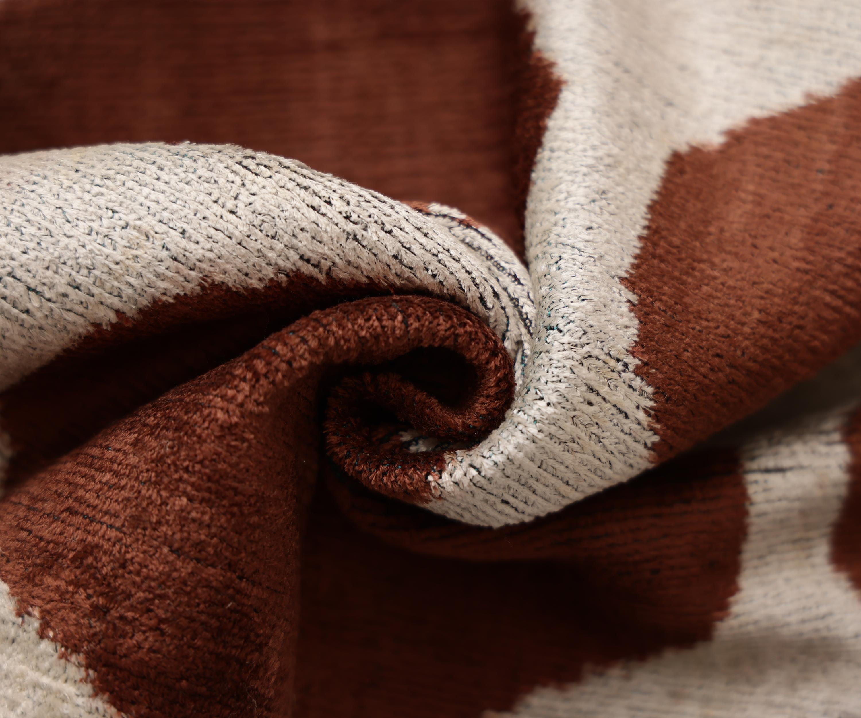 Handmade Brown Silk Velvet Pillow 20x20 – Geometric Modern Designer Cushion