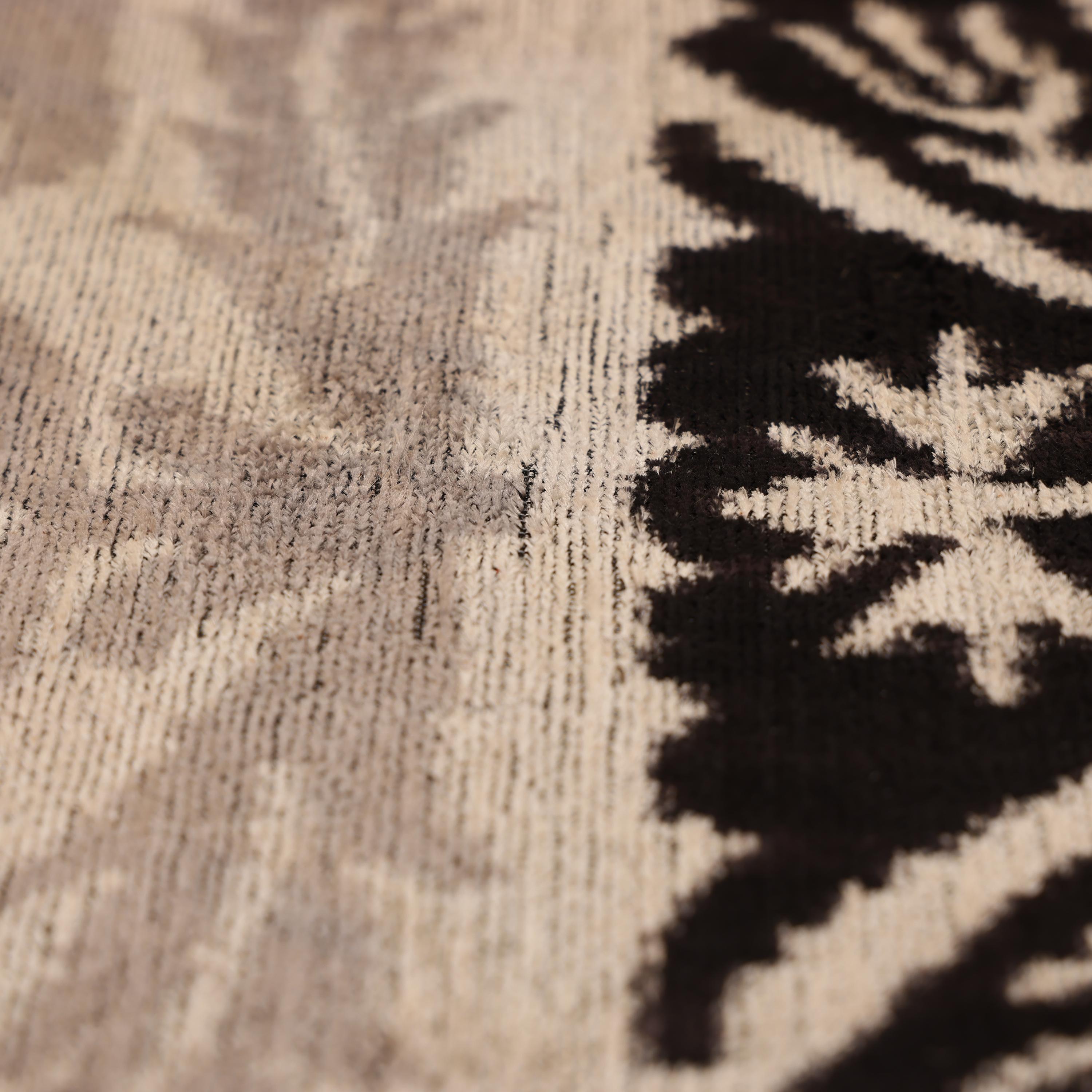 Hand-Knotted Split-Tone Silk Velvet Pillow - 20x20 Black & Silver