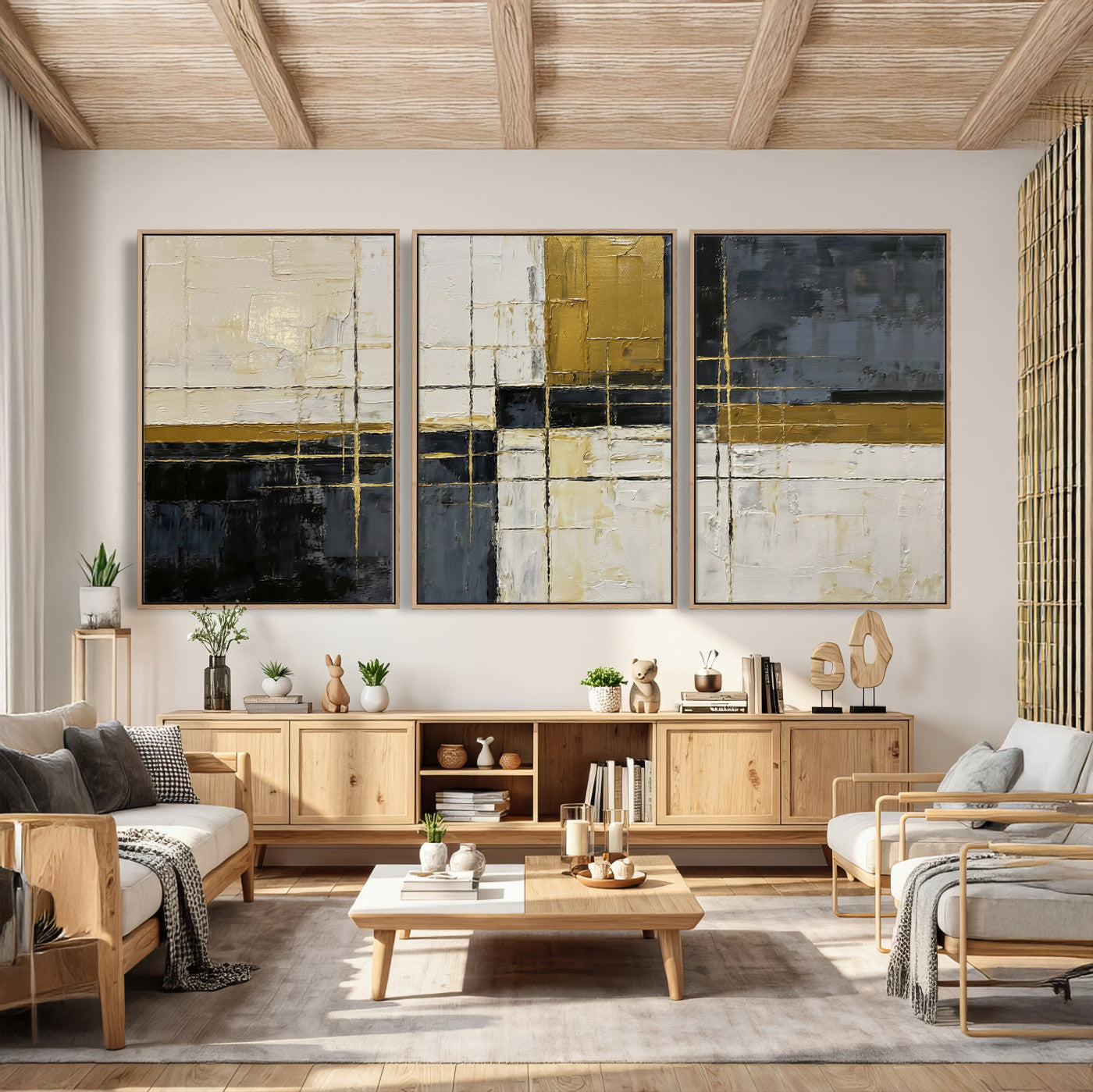 Abstract Gold and Black Wall Art Canvas Print – Modern