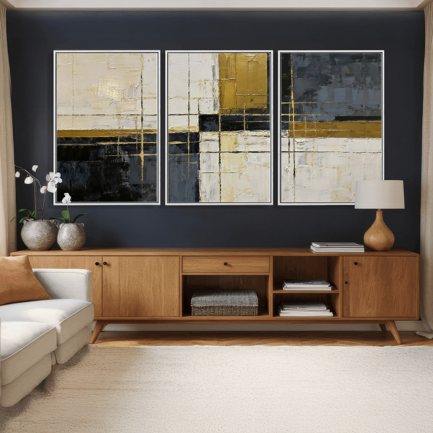 Abstract Gold and Black Wall Art Canvas Print – Modern