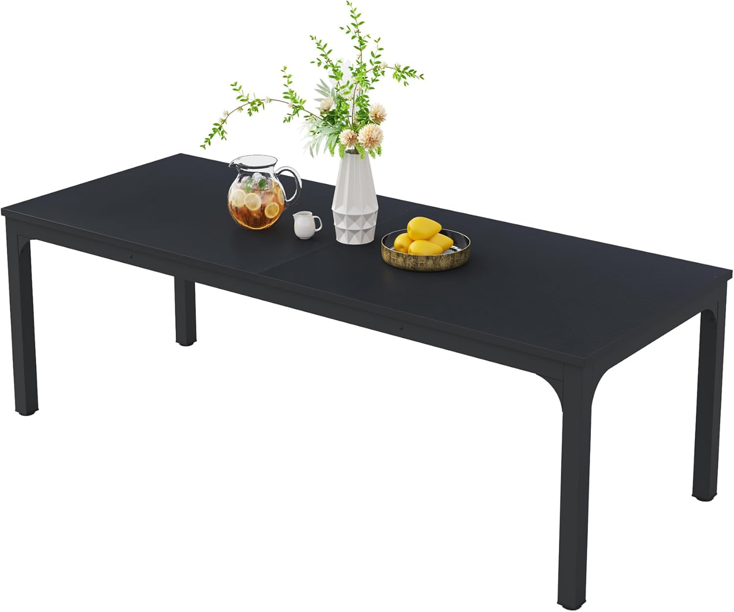 Black 78 Inch Rectangle Dining Table For 6 To 8 People