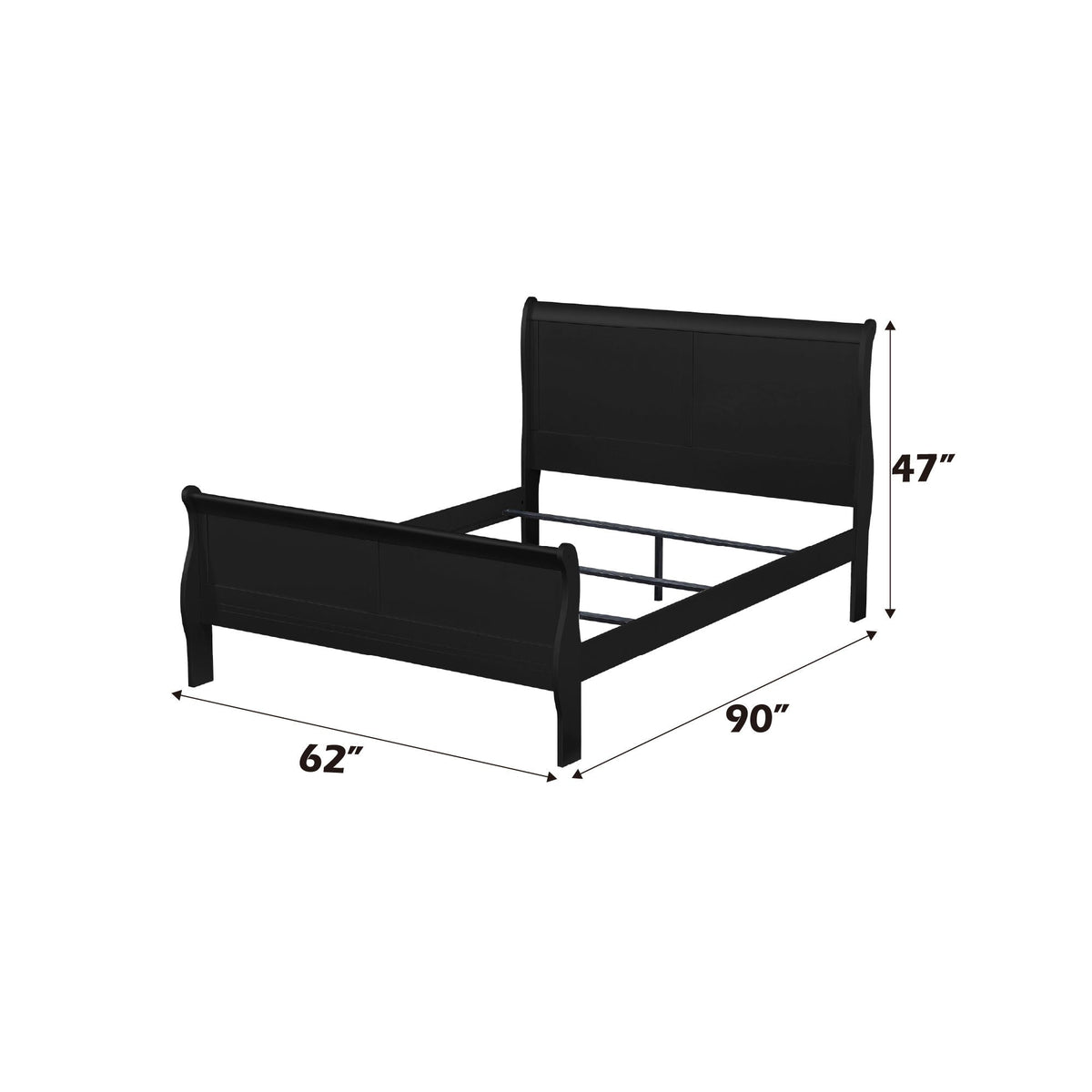 Louis Philippe Sleigh Style Bed with Classic Wood Construction - Multiple Colors