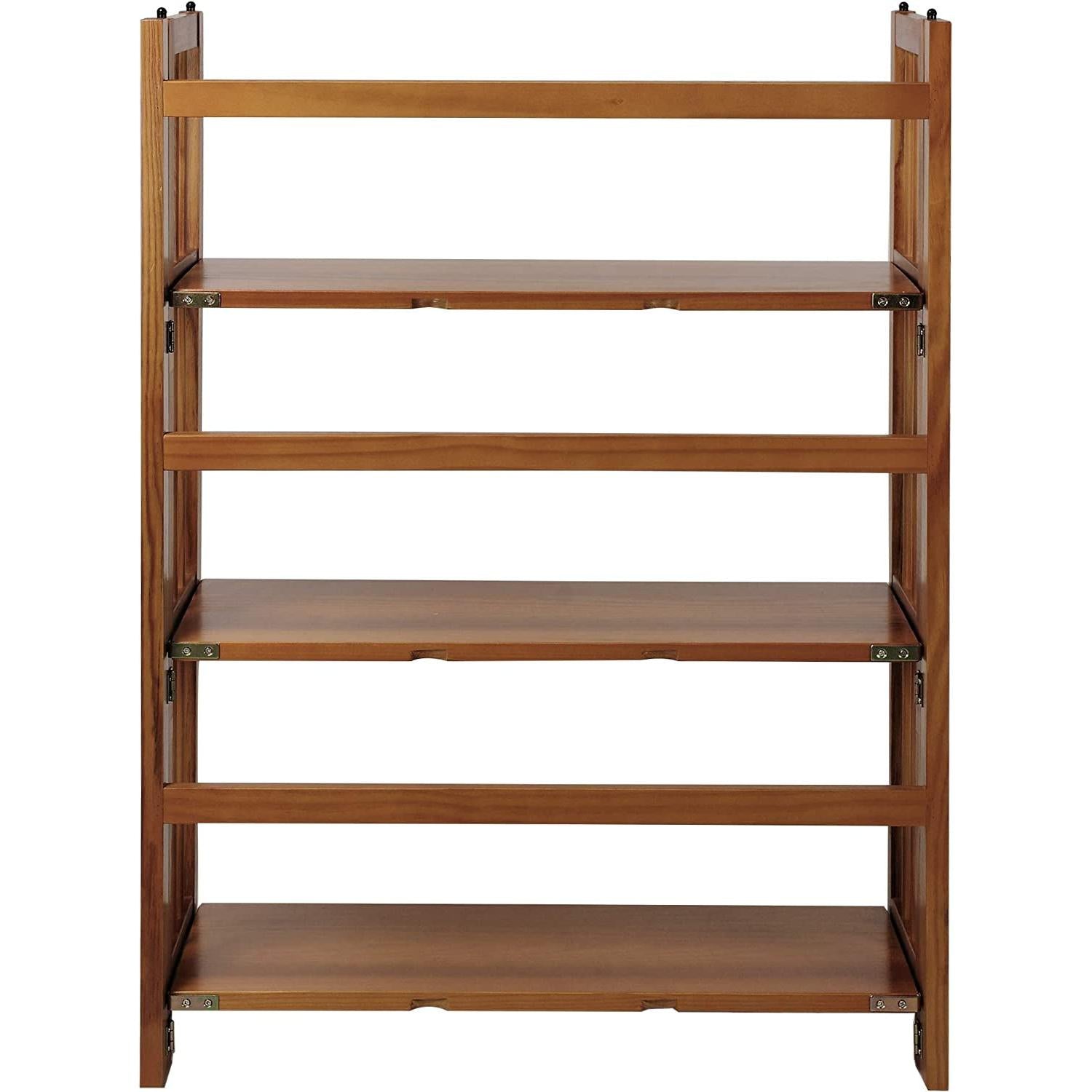 Chestnut Three Shelf Stackable Bookcase Solid Wood