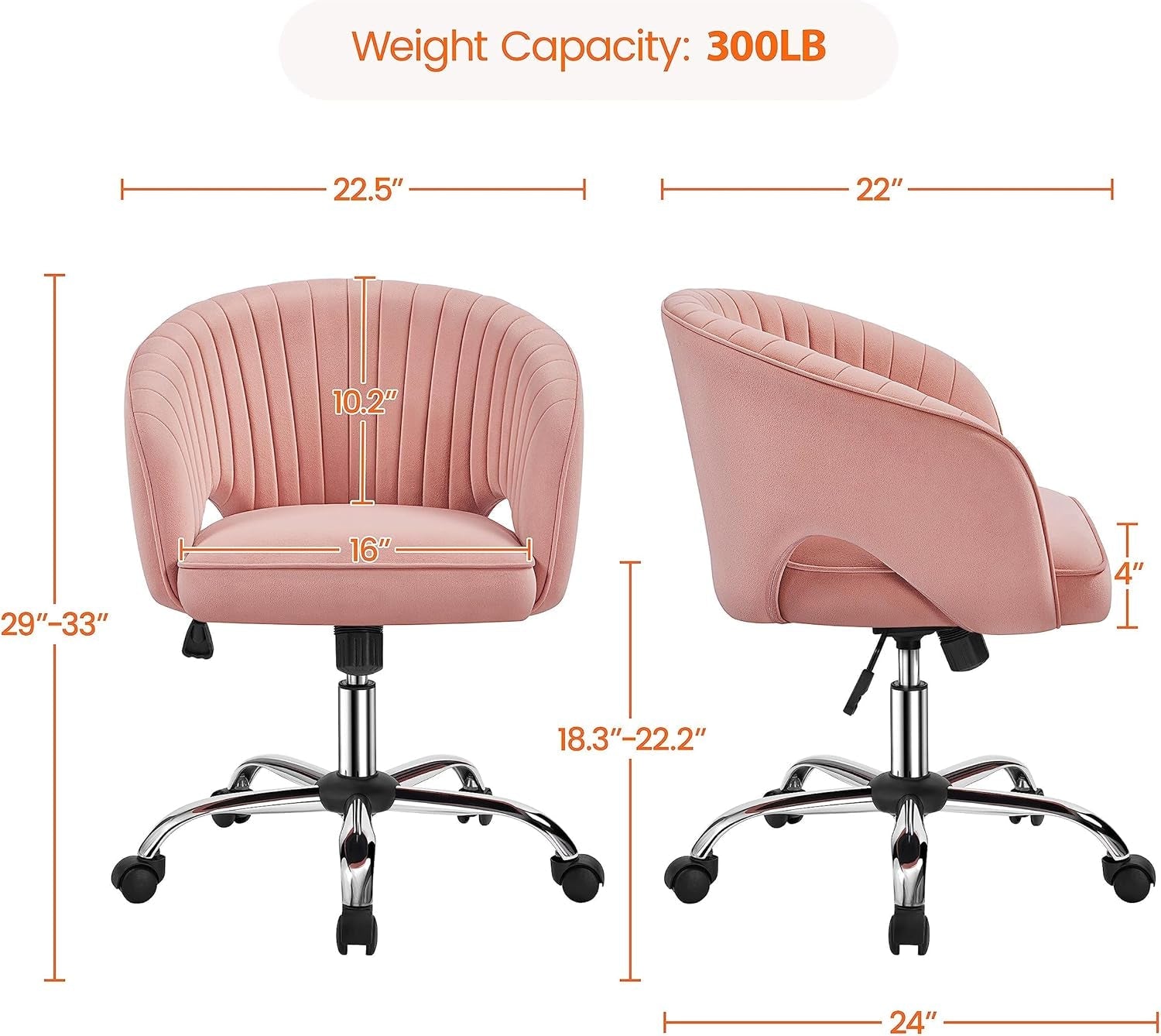 Pink Velvet Desk Chair Backrest Office Chair Modern