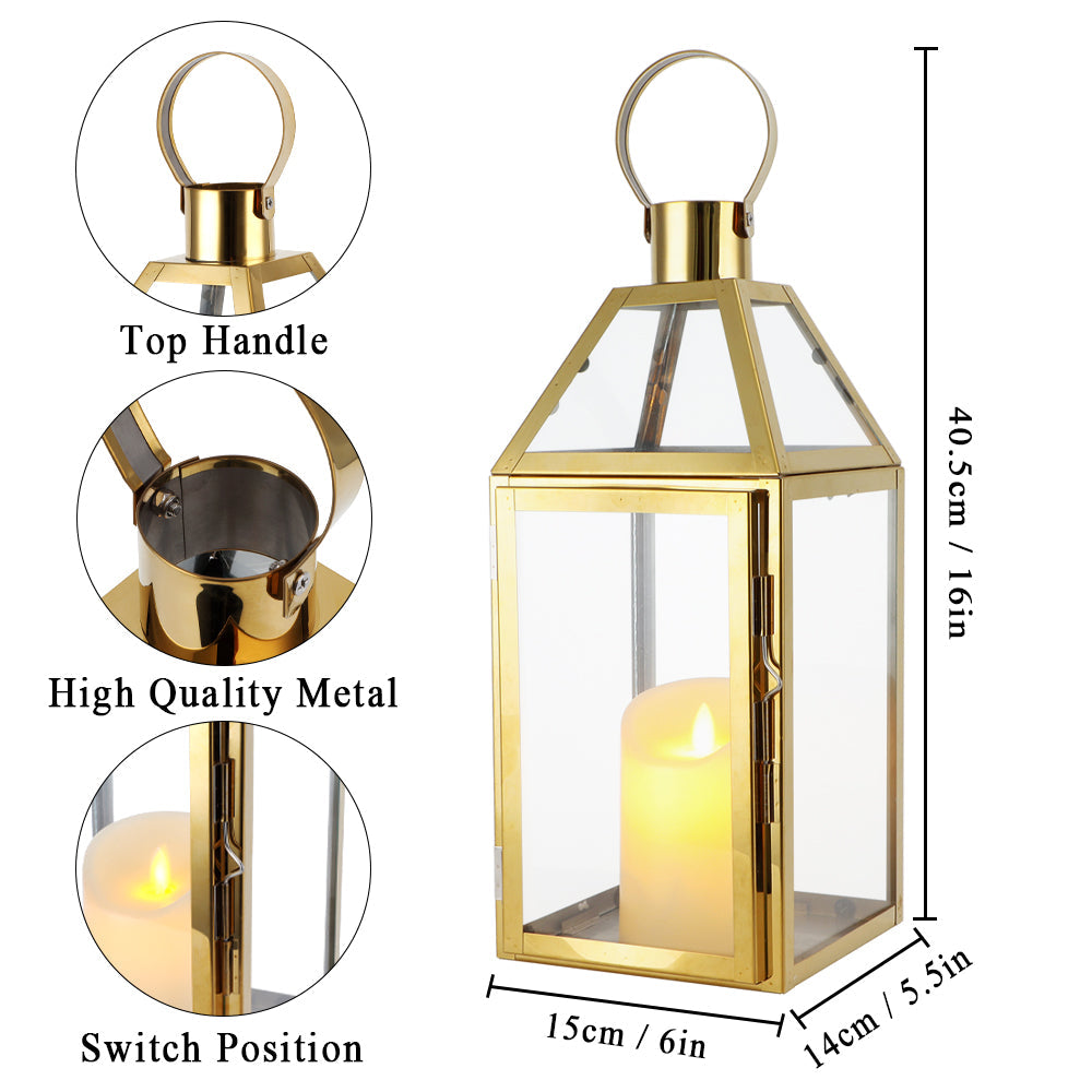 16"High Stainless Steel Candle Lanterns(Gold)-1