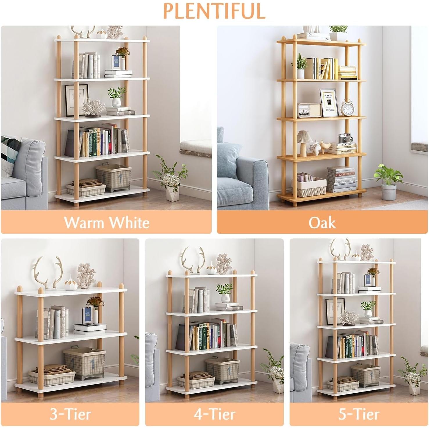 Three Tier White Bookcase Free Standing Display Rack
