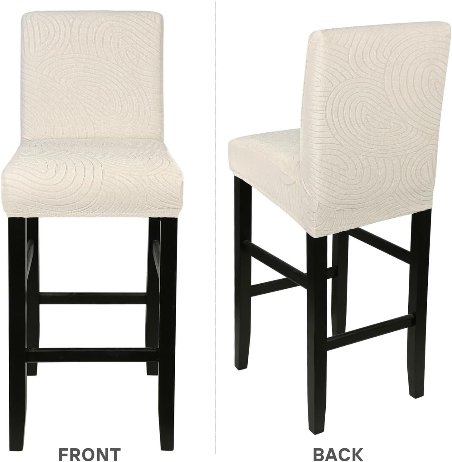 Water Repellent Bar Stool Covers Set Of 4 Beige Ripple Jacquard