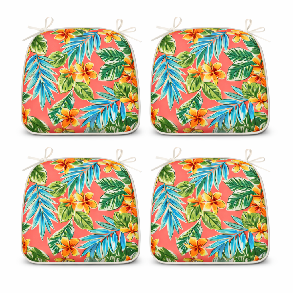 Outdoor Patio Chair Cushions, Water-Repellent U-Shape Thick Foam Seat Cushions (Set of 4)