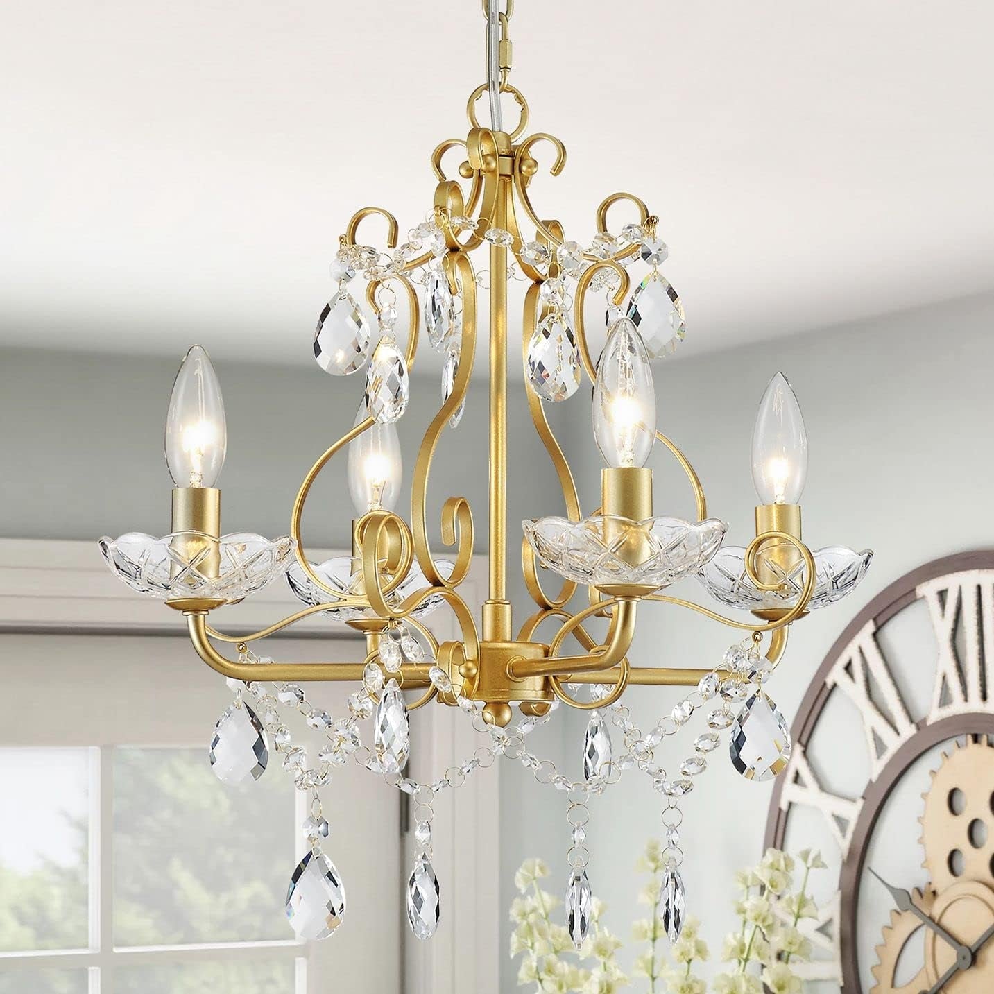 Crystal Pendant Chandelier Flush Mount Lighting Gold-0