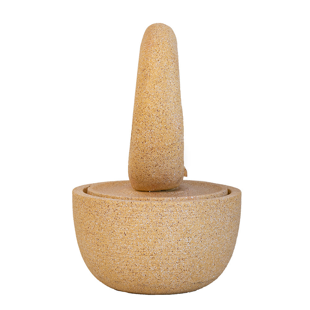 21.7x21.7x34.3 Inch Cement Round Water Fountain with Light and Pump