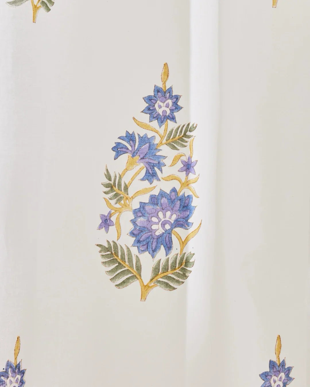 White & Blue Hand Block Printed Linen Curtains | Blue Lotus Design-2