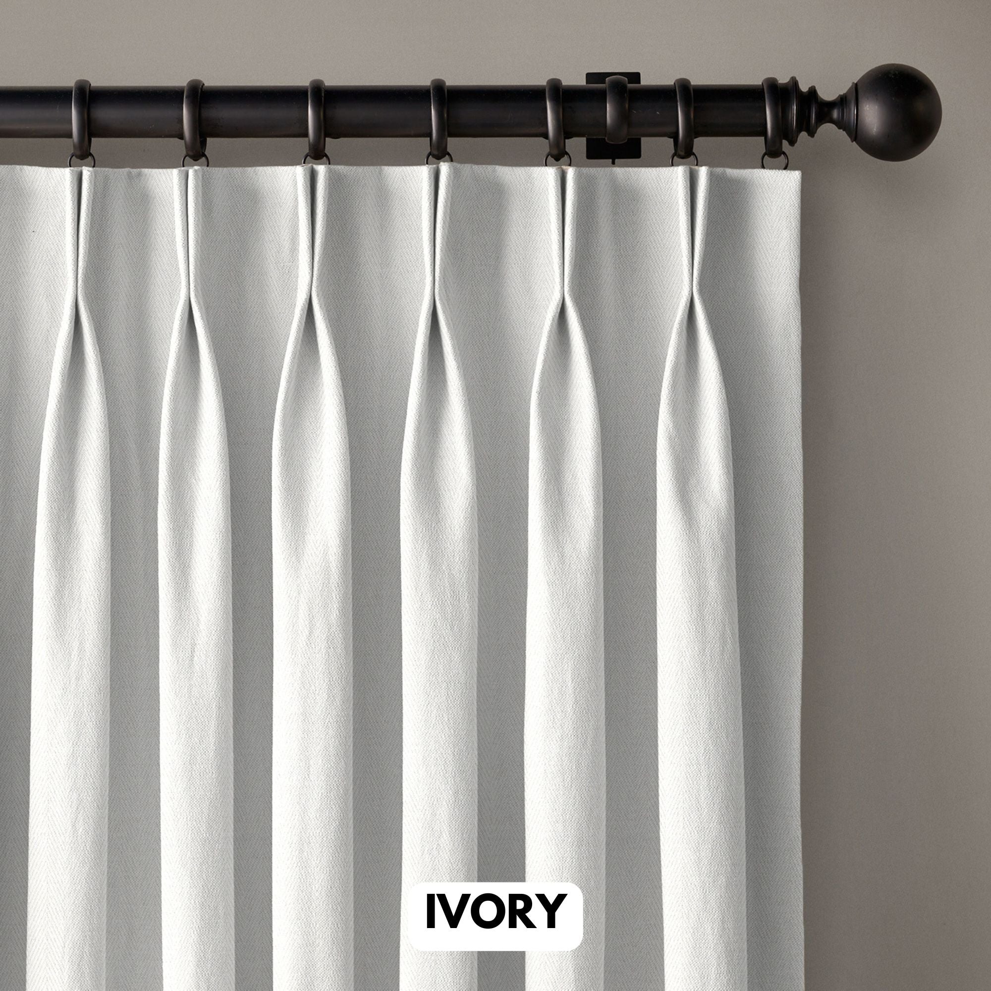 Pinch Pleated Woven Herringbone Linen Curtains UK - Natural Texture | Standard & Made to Measure-1