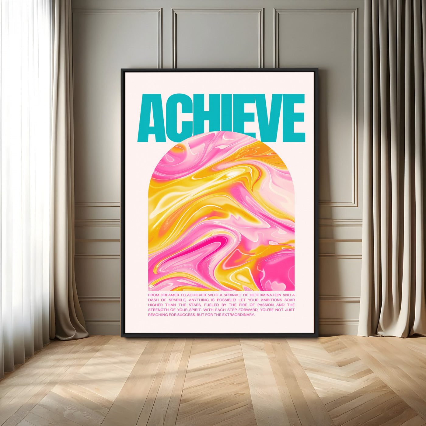 Achieve Motivational Wall Art – Colorful Abstract Swirl