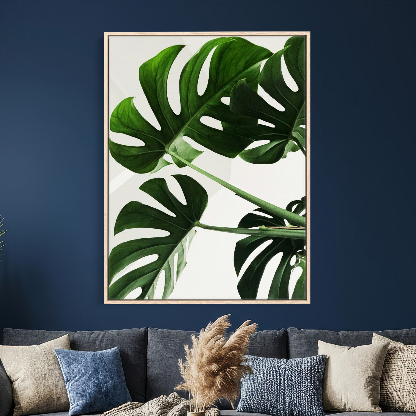 Abstract Teal Blue Wall Art Canvas Print, Modern Abstract