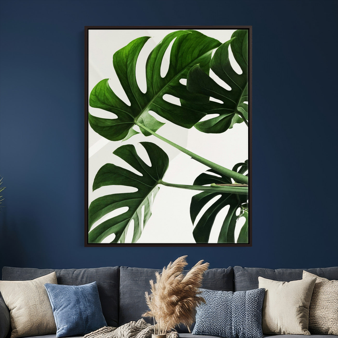 Abstract Teal Blue Wall Art Canvas Print, Modern Abstract