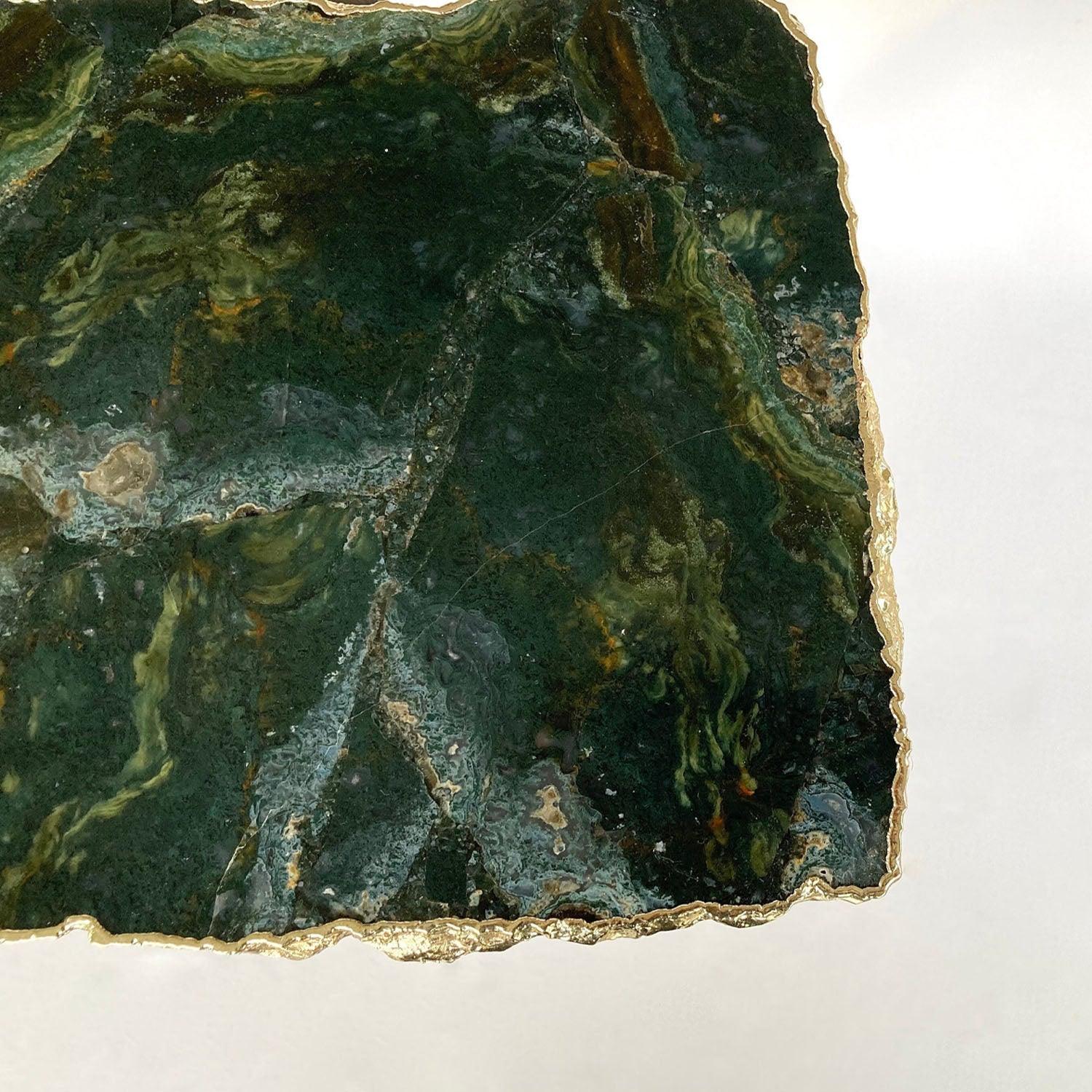 Green Agate/Crystal/Gemstone/Quartz Organic Edge Side/Drink/Coffee Table - PRHOMZ