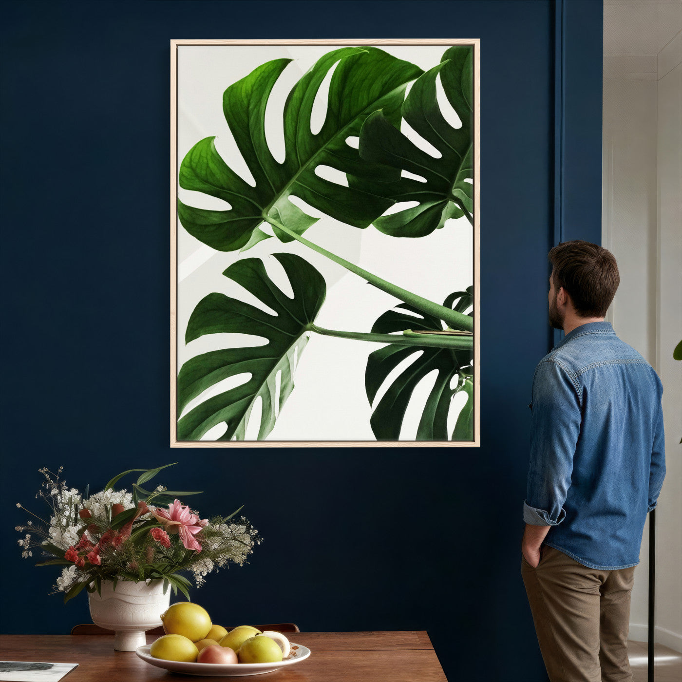 Abstract Teal Blue Wall Art Canvas Print, Modern Abstract