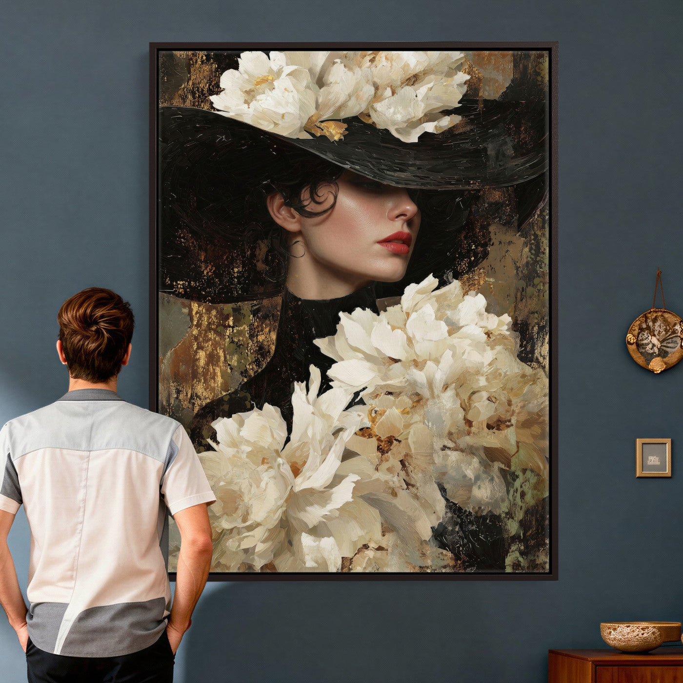 Glamour Woman Portrait Canvas Wall Art, Elegant Patel Women Portrait Print