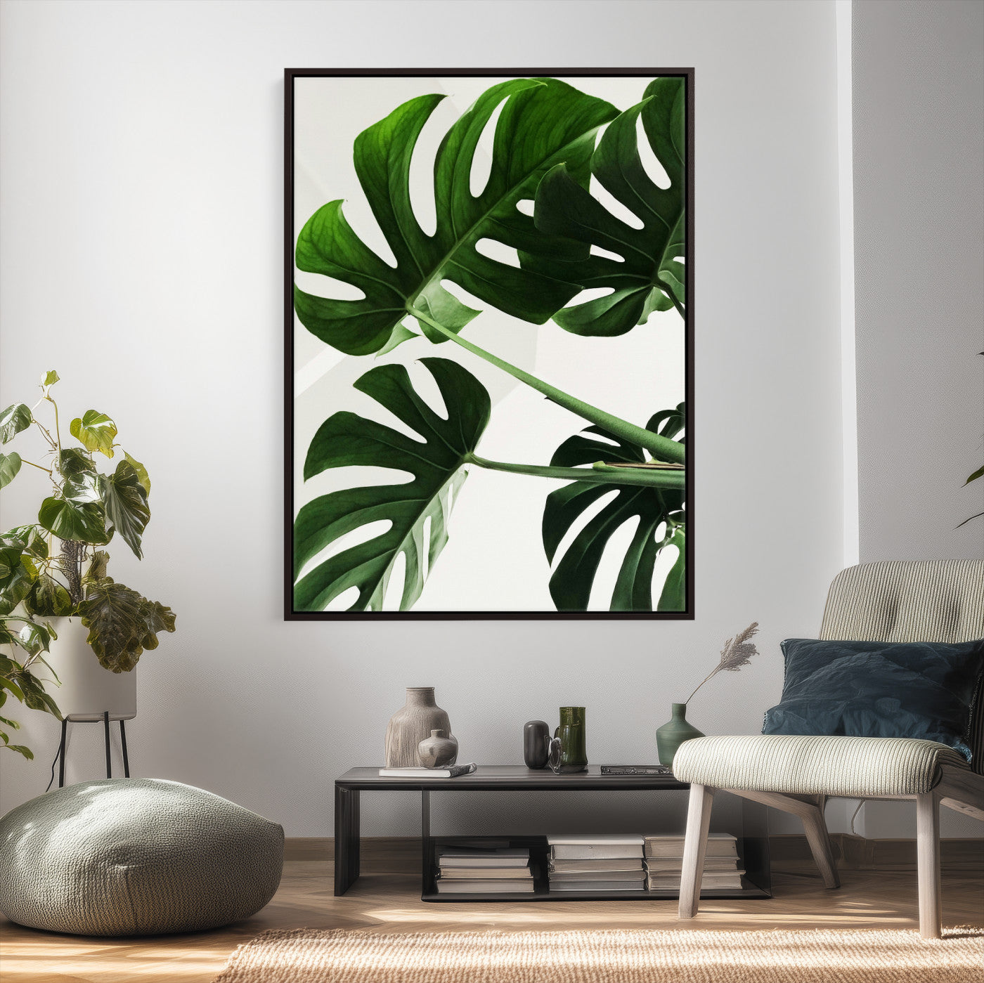 Abstract Teal Blue Wall Art Canvas Print, Modern Abstract