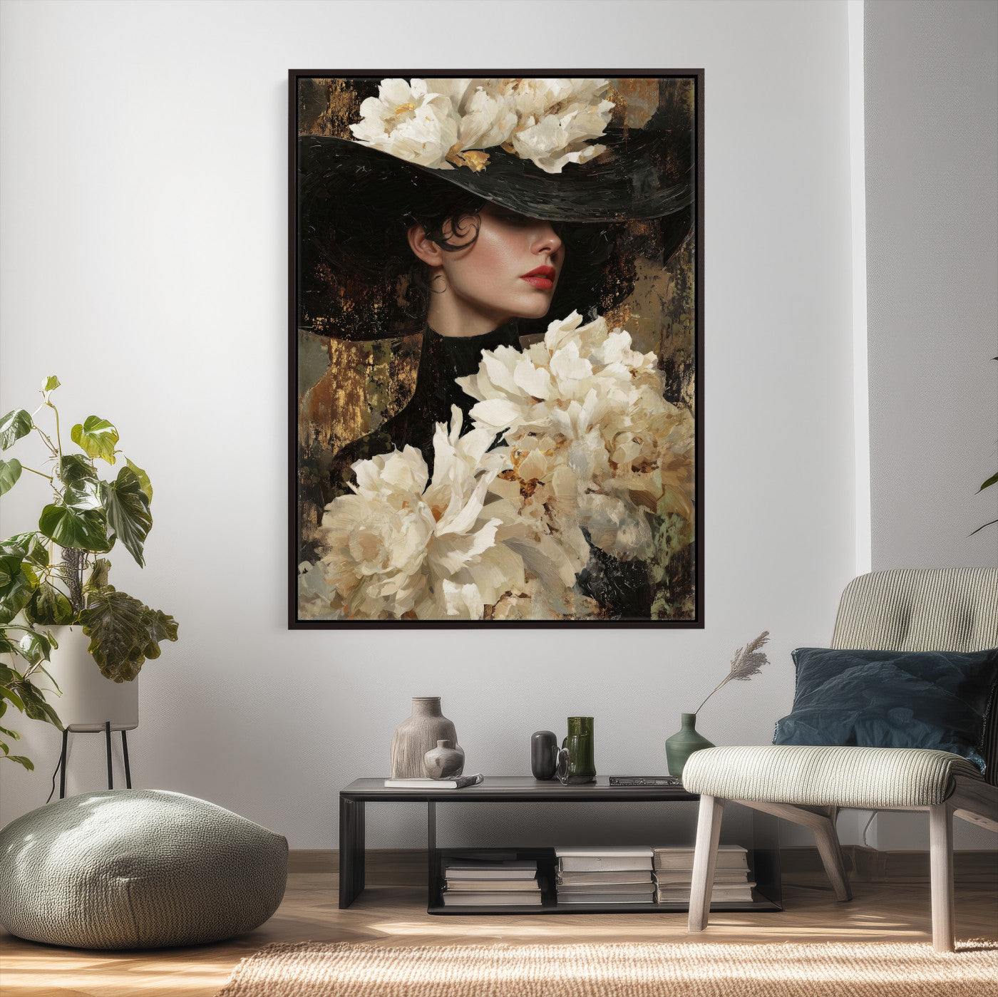 Glamour Woman Portrait Canvas Wall Art, Elegant Patel Women Portrait Print