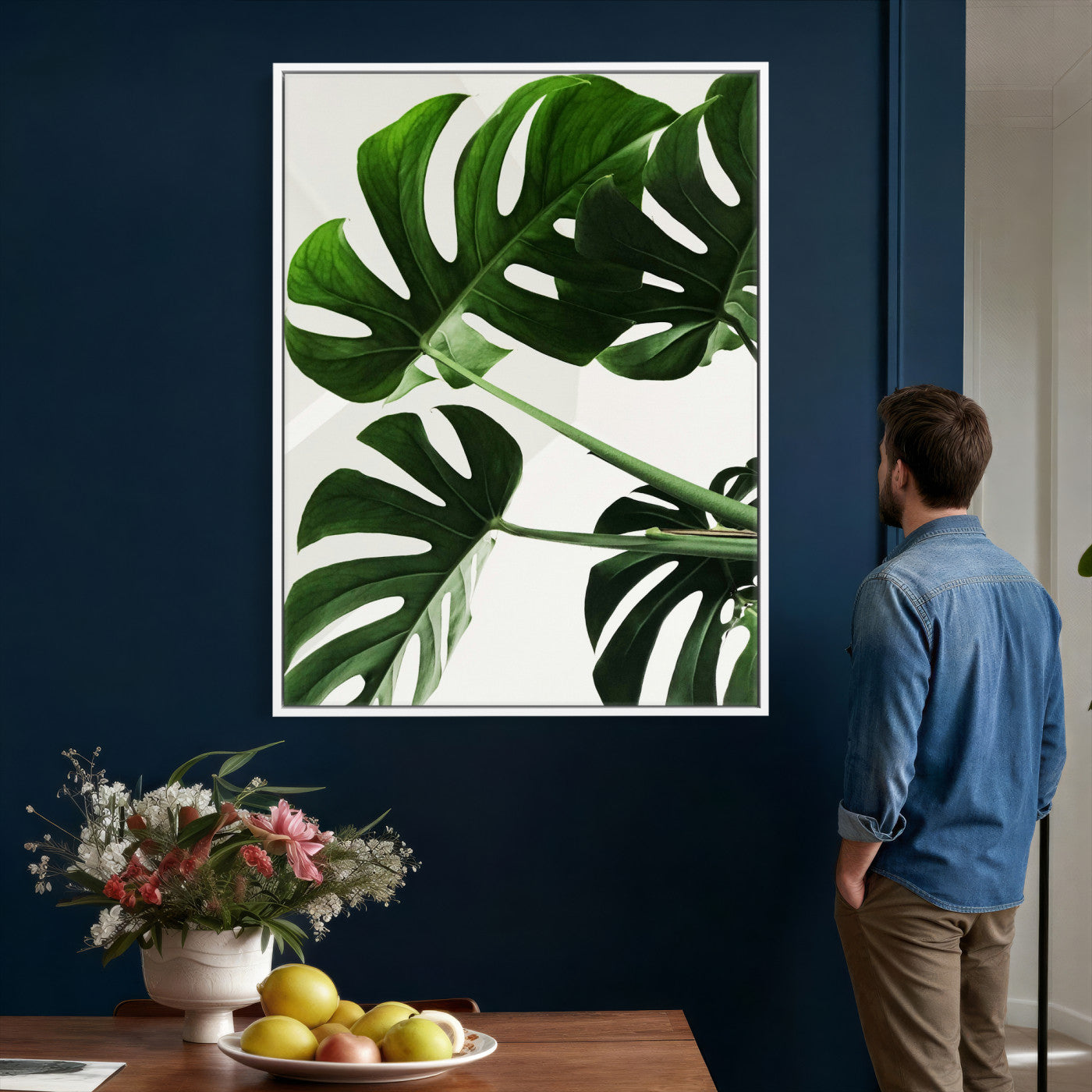 Abstract Teal Blue Wall Art Canvas Print, Modern Abstract