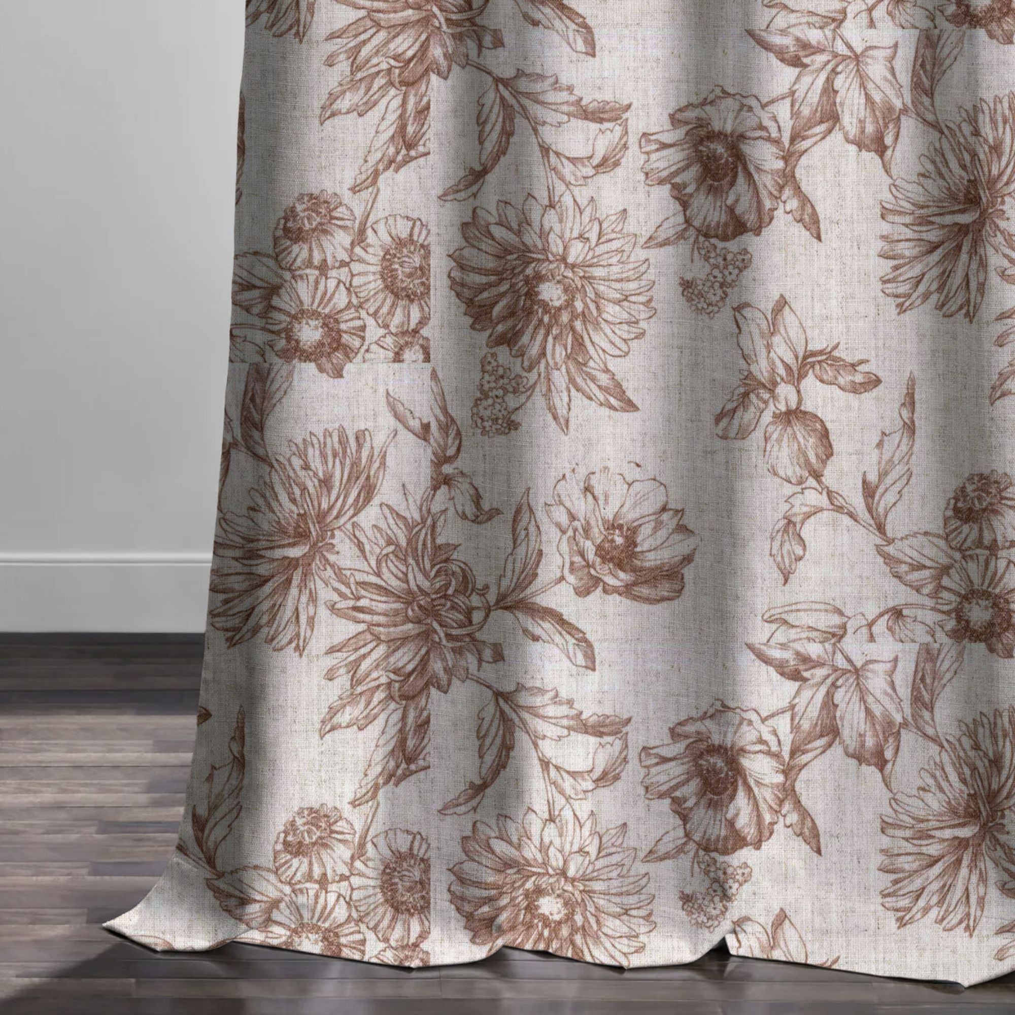 Hand-Painted Floral Linen Curtains | Made to Measure | Blackout & Cotton Lining Options | Single & Pair-3