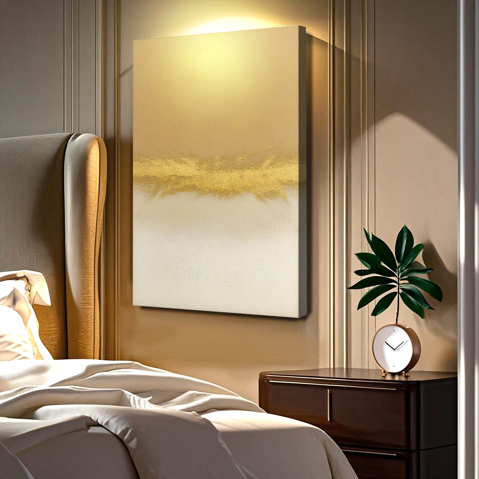 Minimalist White And Gold Wall Art