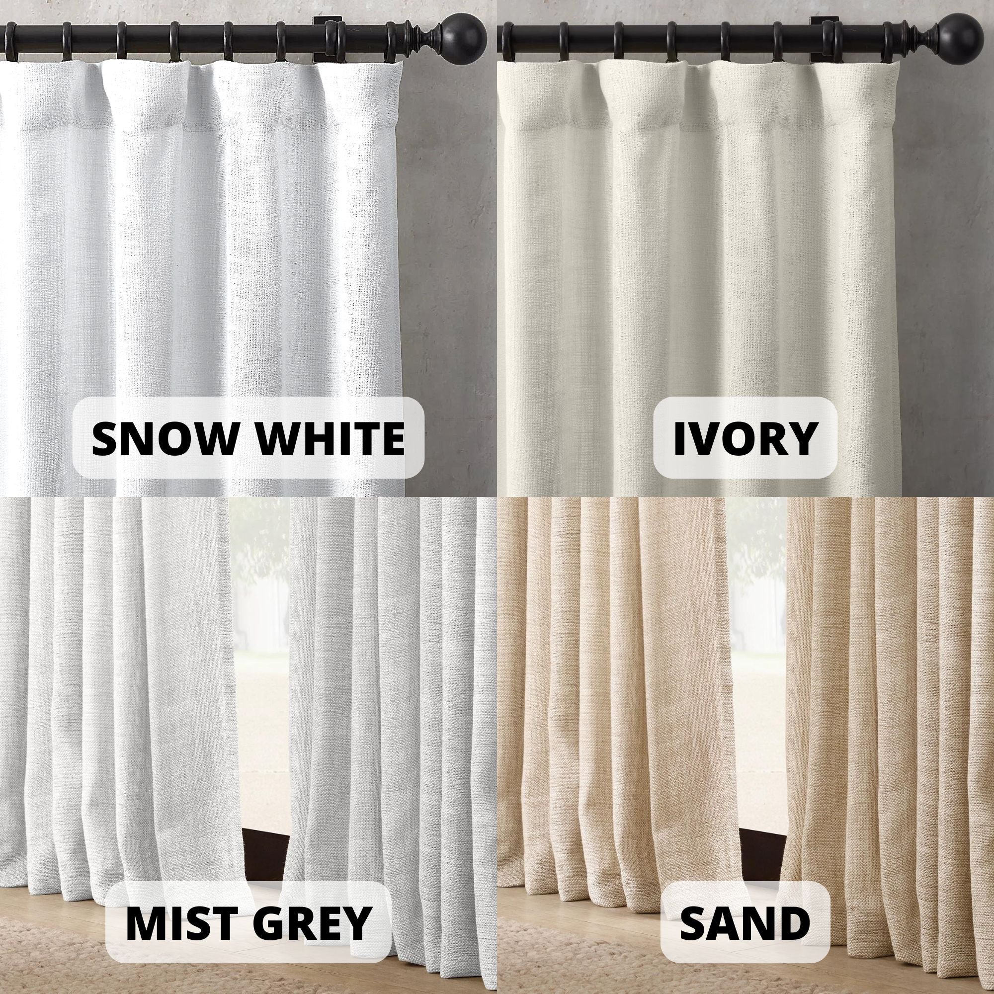 Organic Basketweave Linen Curtains with Blackout/Light Filtering Liner | Pinch Pleat | 17 Colours | Made in the UK | The Organic Habitat-4