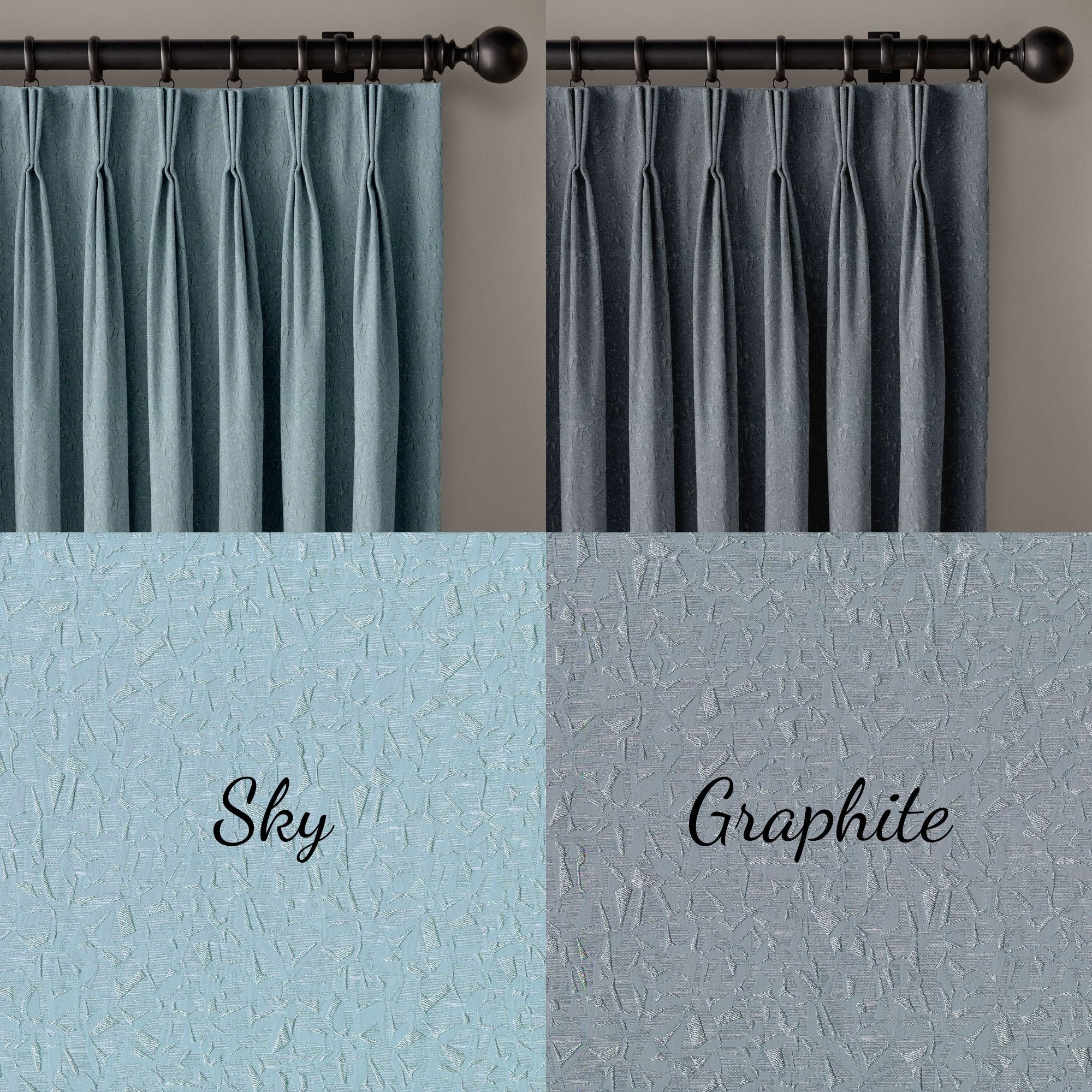 Textured Weave Pinch Pleated Curtains | Standard & Made to Measure Sizes | Blackout or Light Filtering Liner Options-3