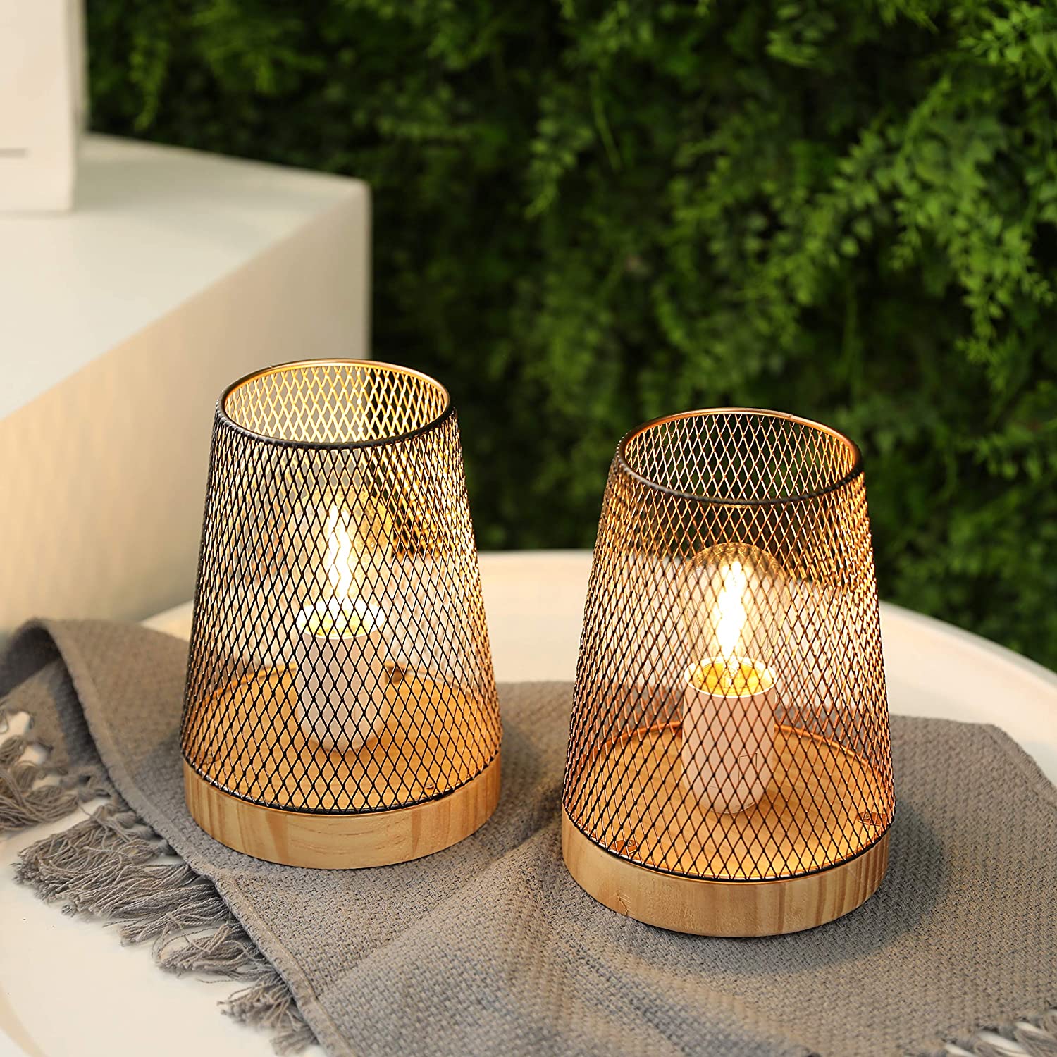 7.5''High Battery Powered Metal Mesh Table Lamp(Set of 2)-3