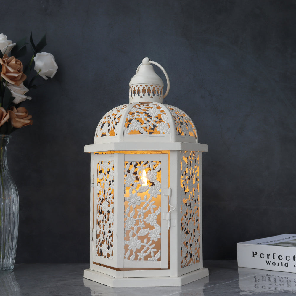 13.5''H Metal Candle Holder Rustic Decorative Lanterns-0