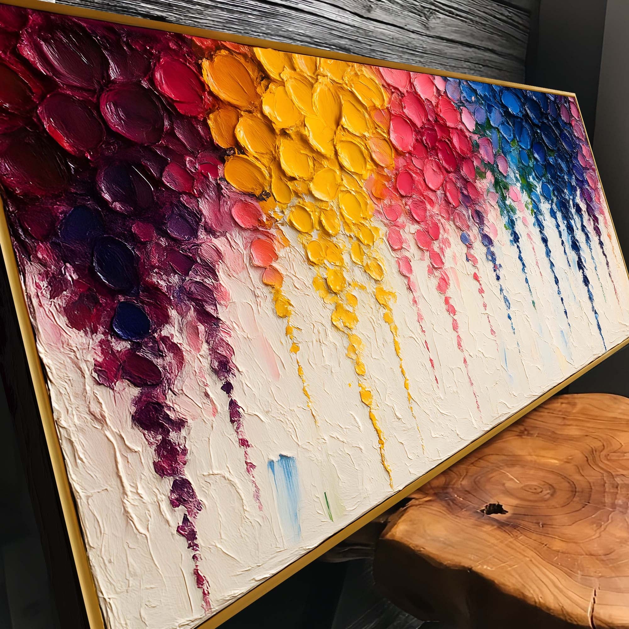 Rainbow Cascade Impasto Wall Art