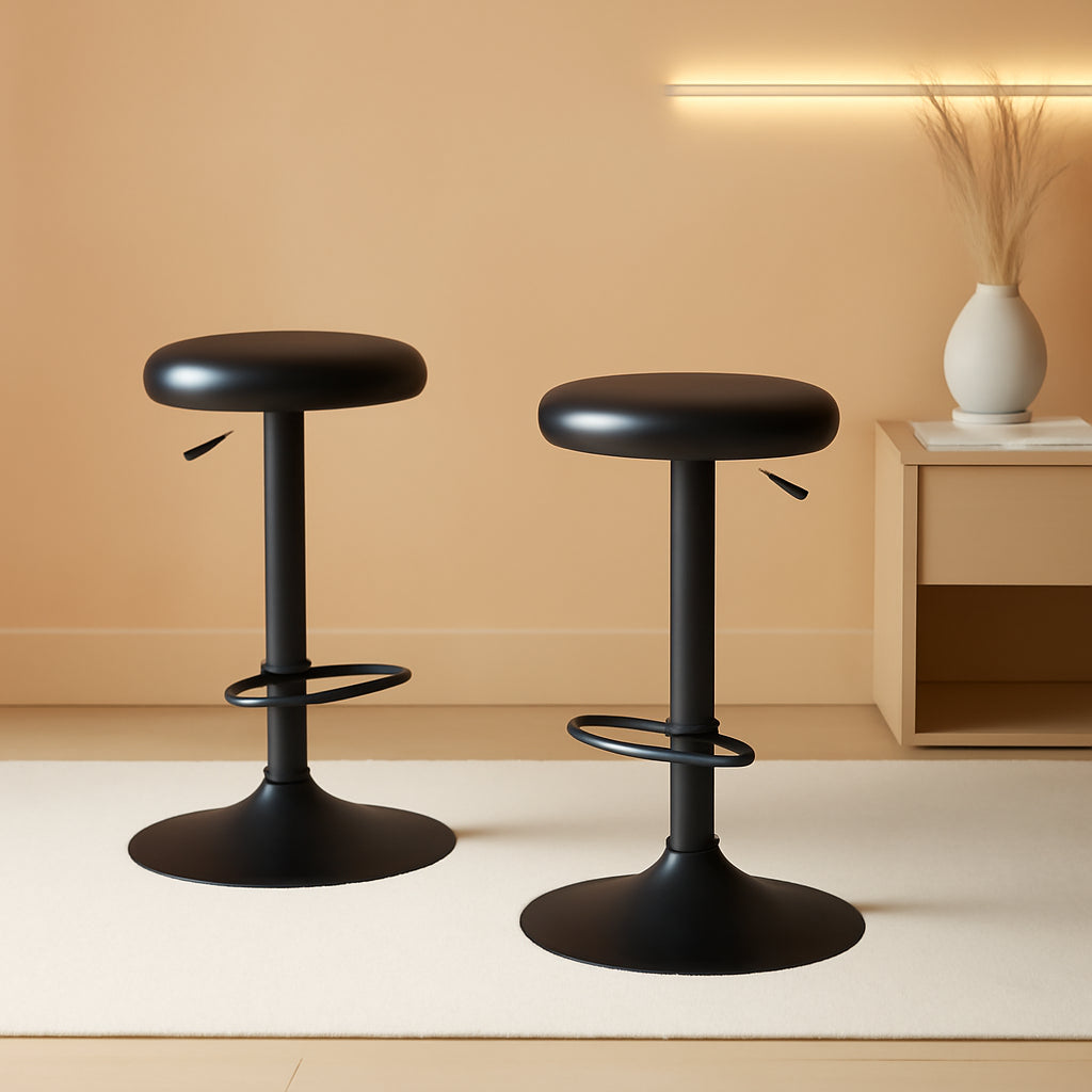 Adjustable Black Counter Height Swivel Bar Stools Set Of 2