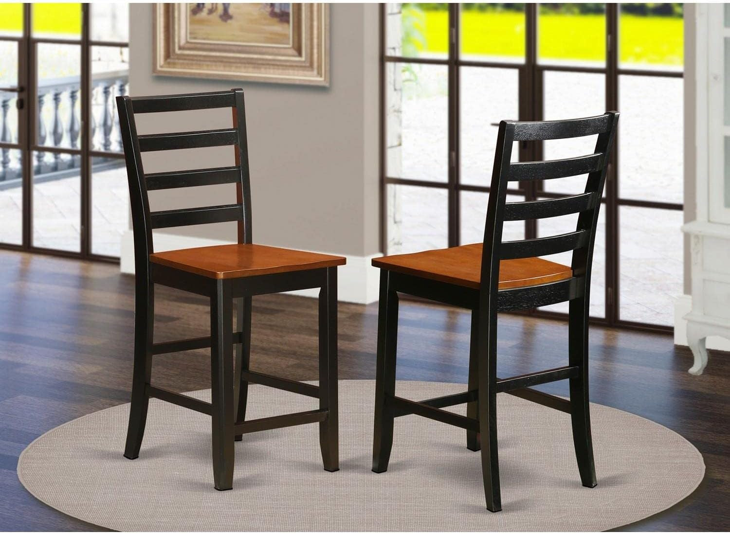 Stylish Counter Height Barstools Set of Two Black Cherry