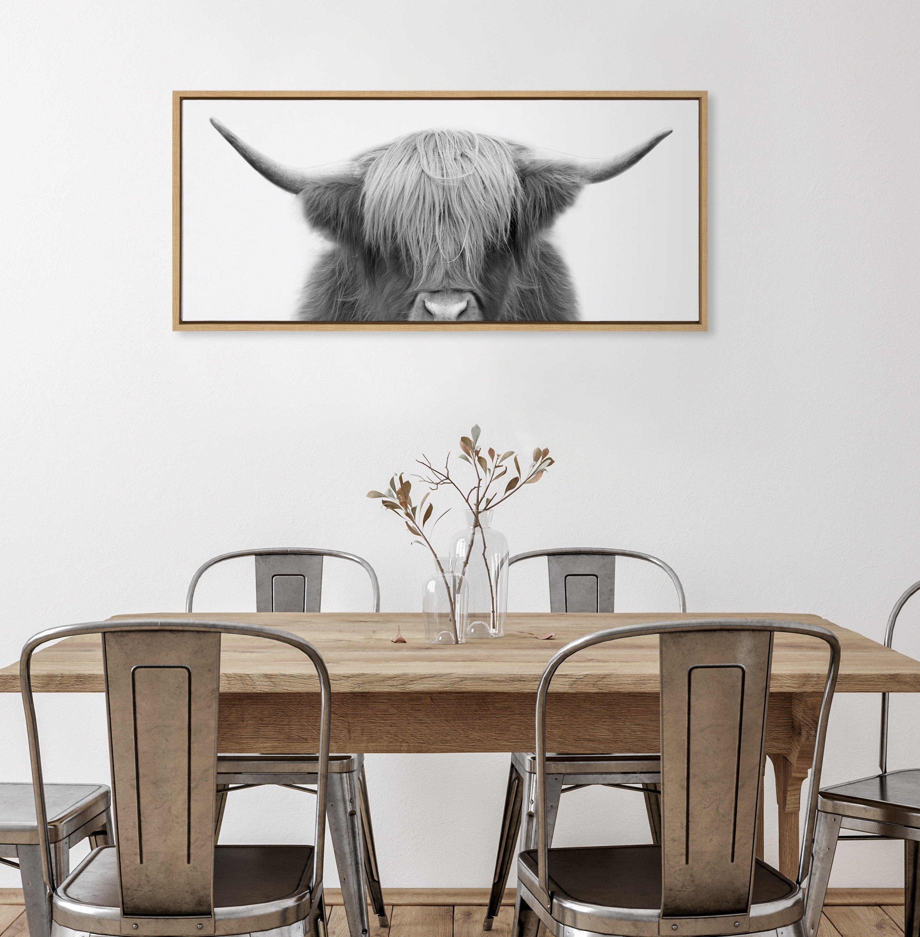 Sylvie Hey Dude Highland Cow Framed Canvas by The Creative Bunch Studio
